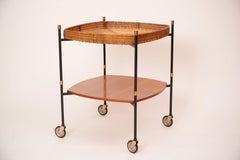 Teak and Rattan Trolley from 1950s Italy