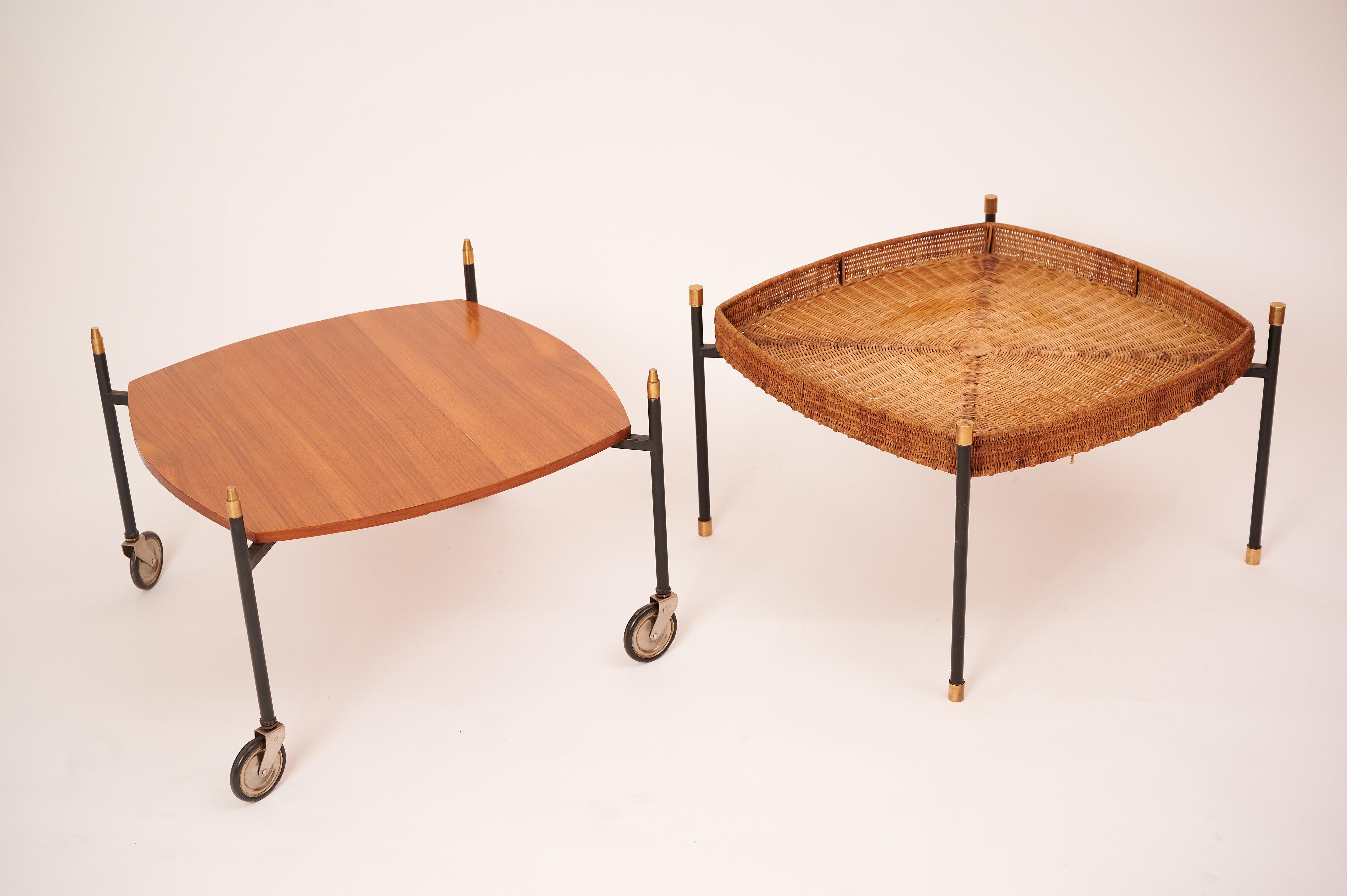 Teak and Rattan Trolley from 1950s Italy For Sale 2