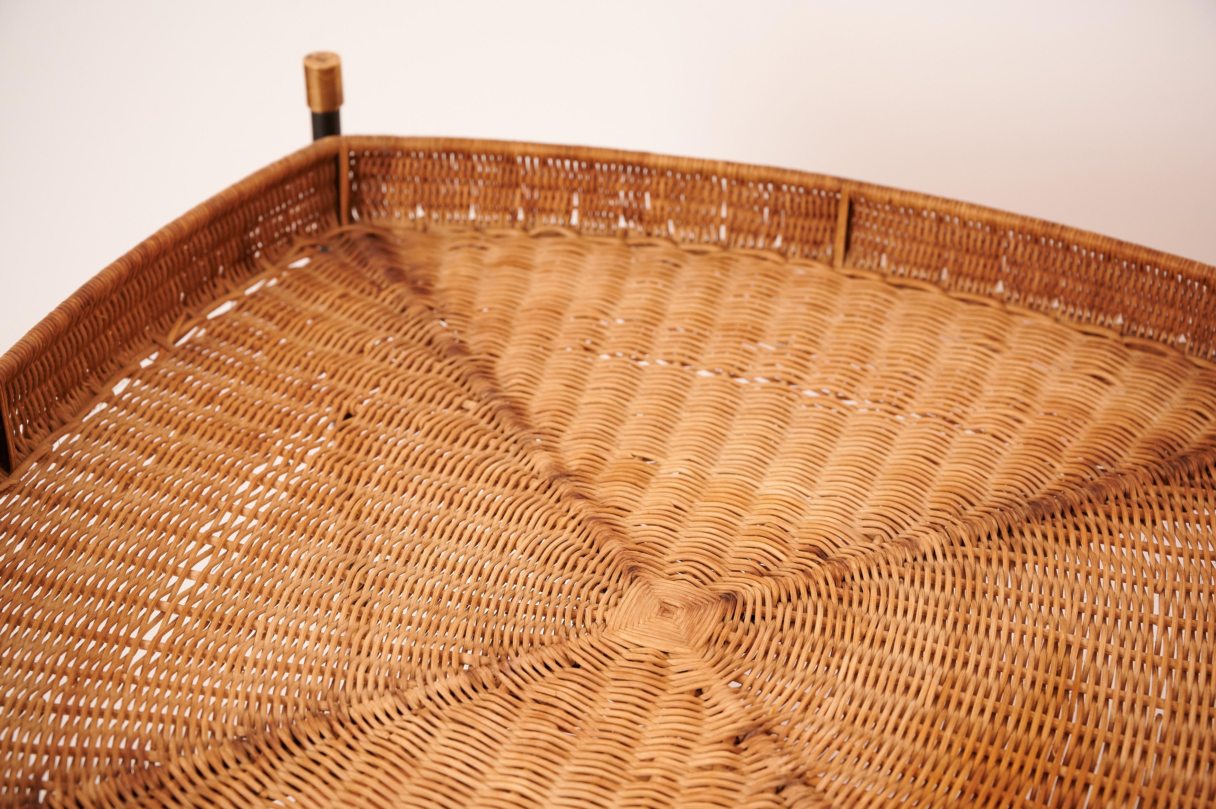 Teak and Rattan Trolley from 1950s Italy 3