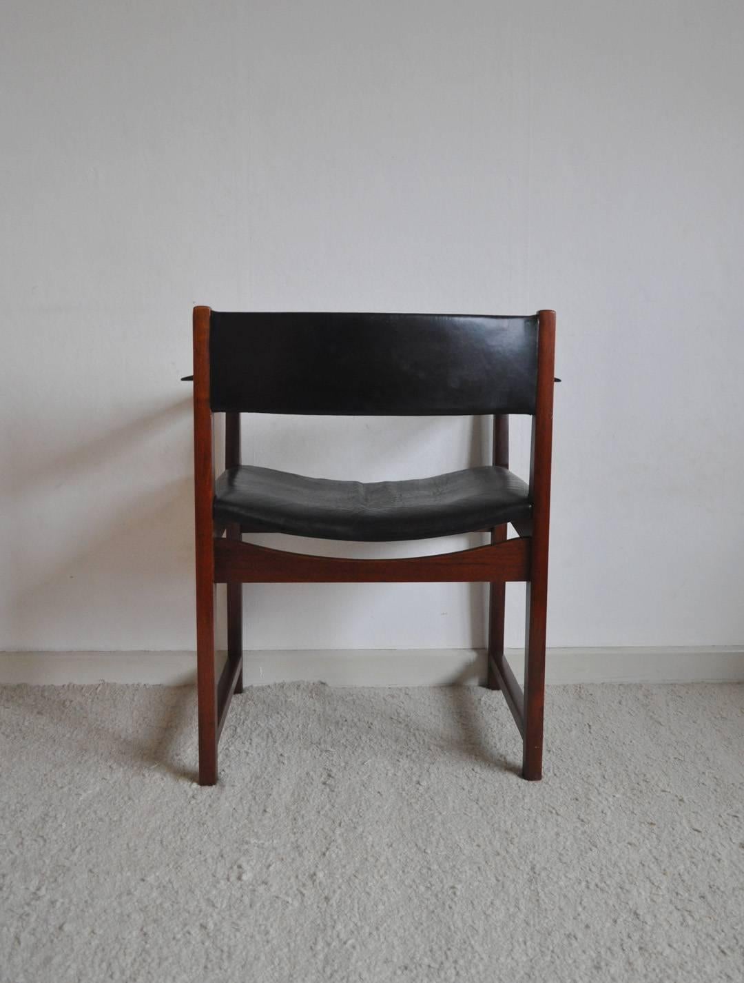 Teak and Rosewood Armchair Designed by Peter Hvidt & Orla Mølgaard-Nielsen In Good Condition For Sale In Vordingborg, DK