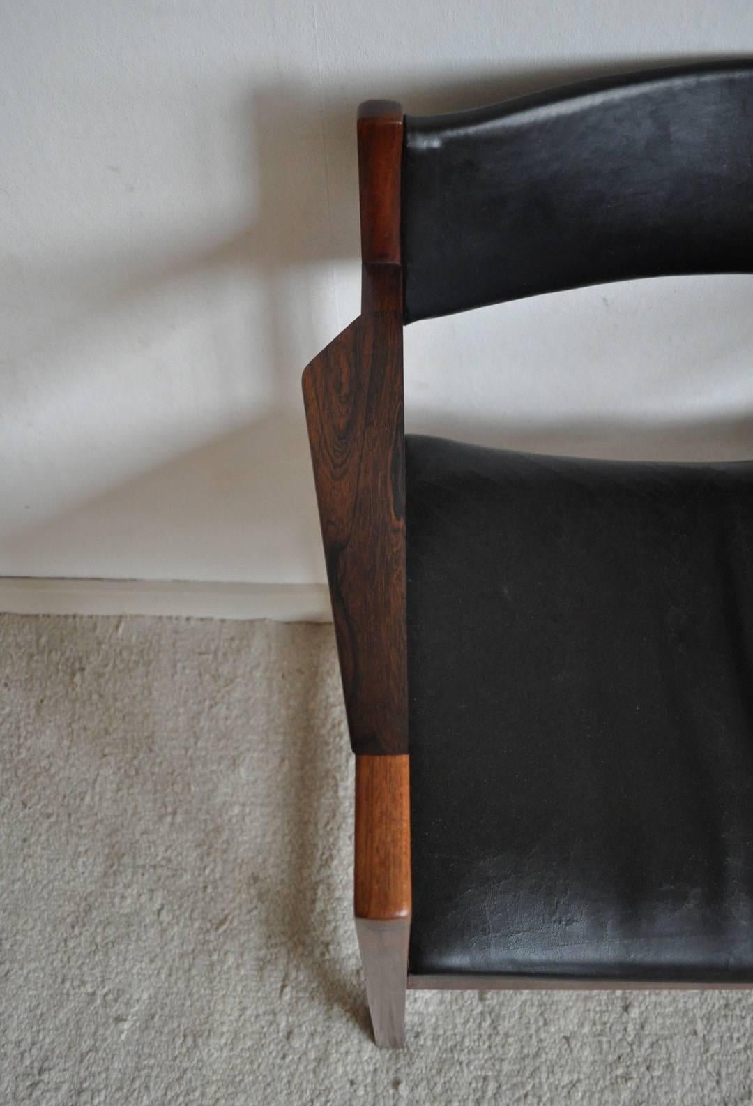 Mid-20th Century Teak and Rosewood Armchair Designed by Peter Hvidt & Orla Mølgaard-Nielsen For Sale