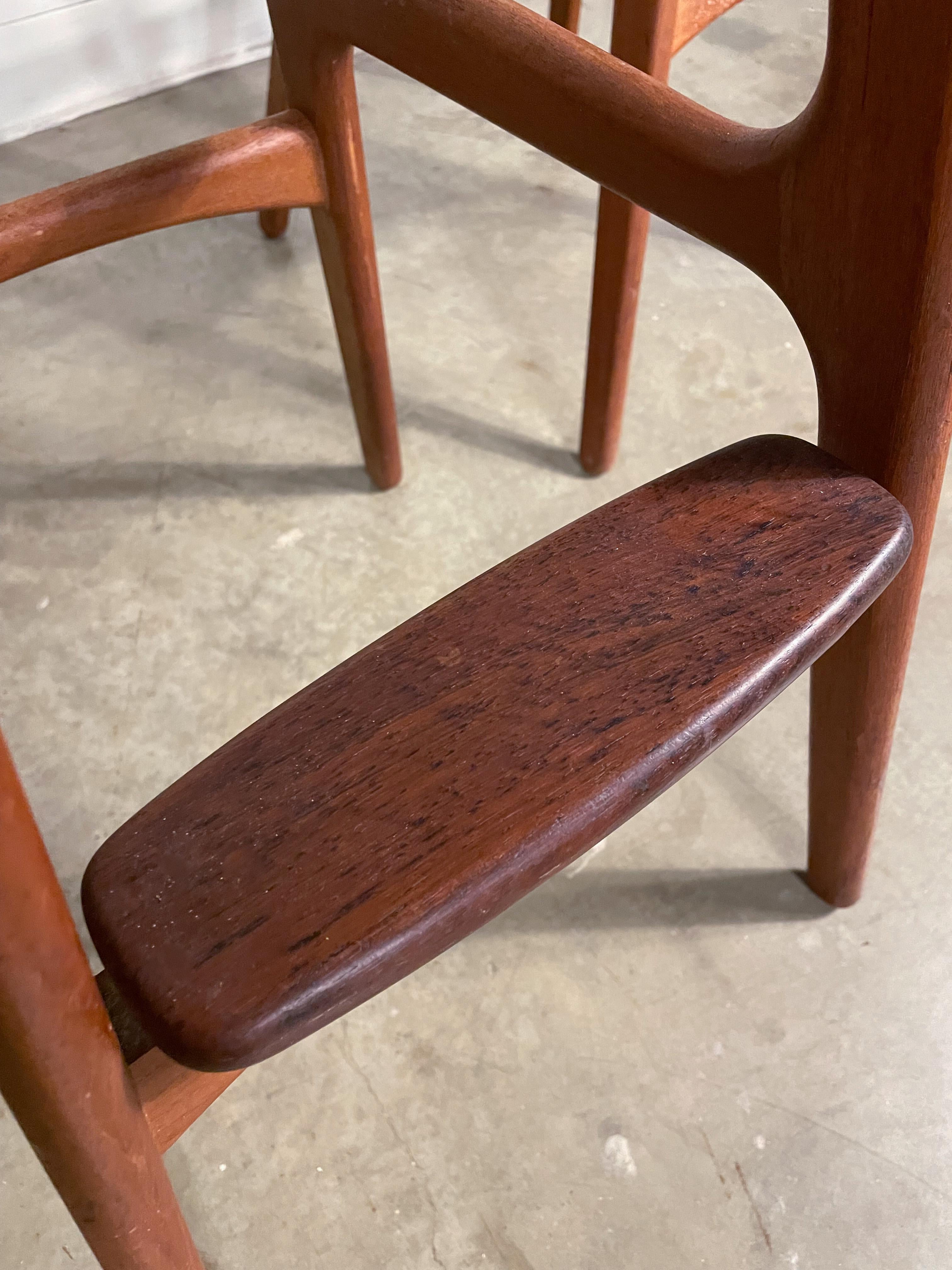 Faux Leather Teak and Rosewood Bar Stools by Erik Buck for Oddense Møbelfabrik