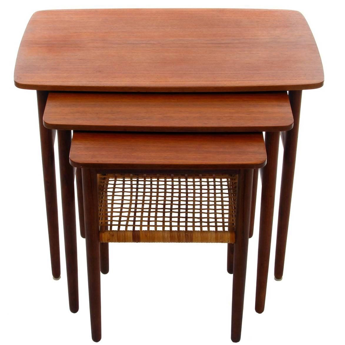 Teak and Rosewood Nesting Tables, 1950s, Danish Mid-Century Modern Nested Tables