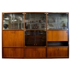 Parete attrezzata in teak e palissandro con scrivania del Mid Century Modern