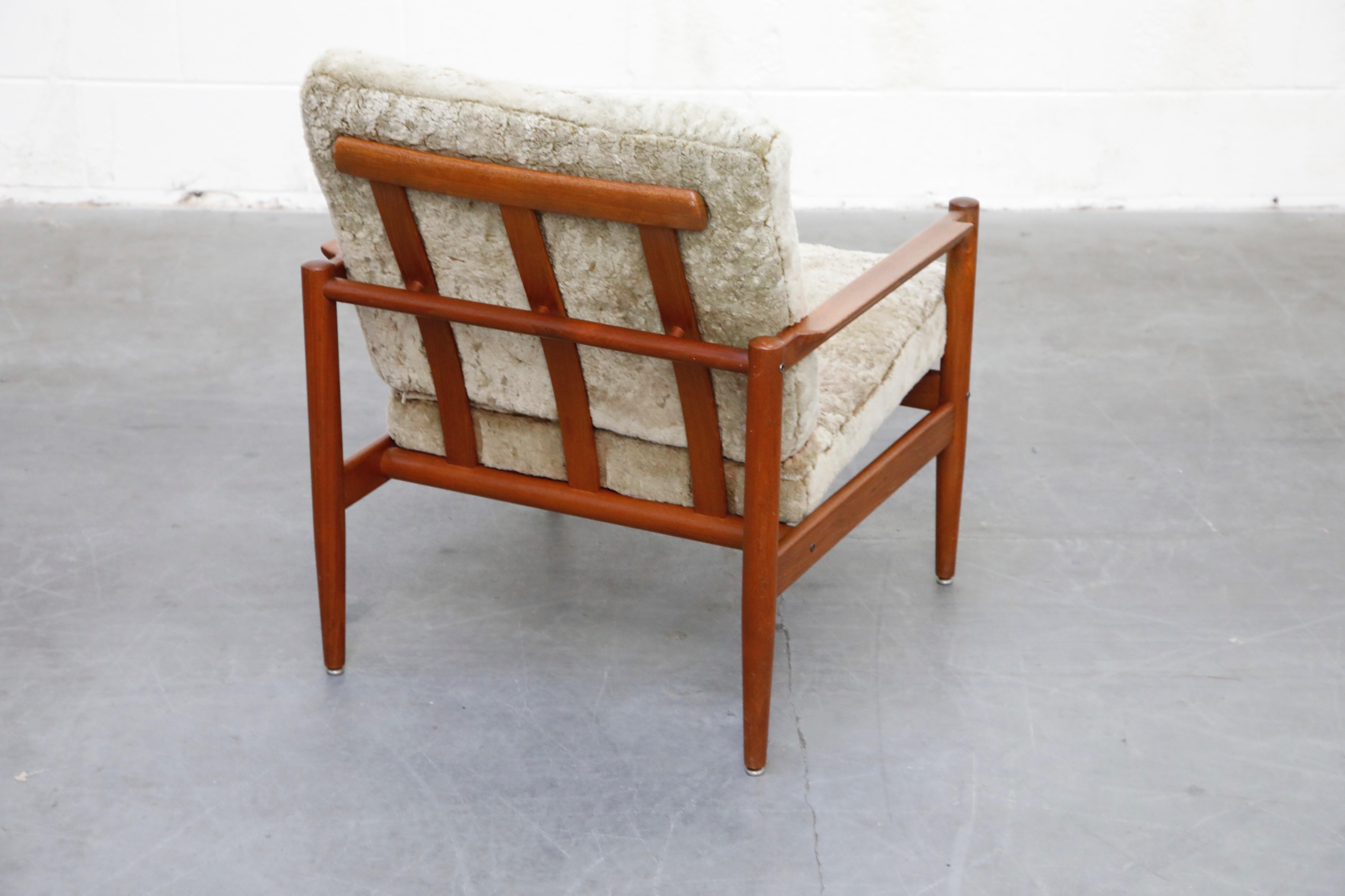 Teak and Shearling Fur Lounge Chairs by Børge Jensen & Sønner, 1960s, Signed 5