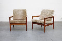 Loungesessel aus Teakholz und Schafspelz von Børge Jensen & Sønner:: 1960er Jahre:: signiert