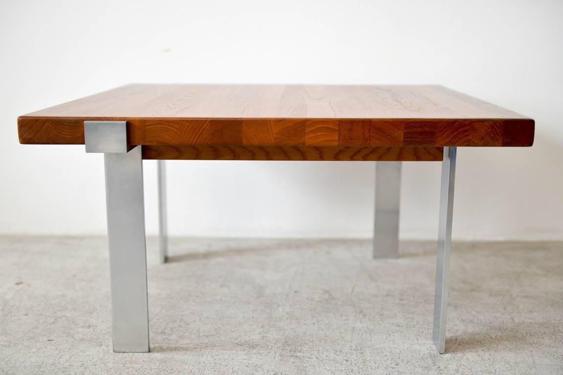 Mid-Century Modern Teak and Steel Coffee Table by Mikael Laursen for Illum Wikkelso, circa 1960