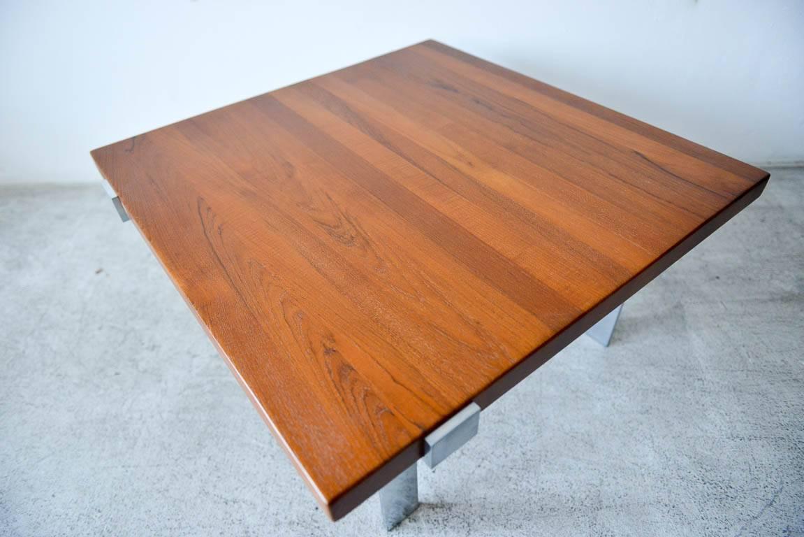 Teak and Steel Coffee Table by Mikael Laursen for Illum Wikkelso, circa 1960 In Excellent Condition In Costa Mesa, CA