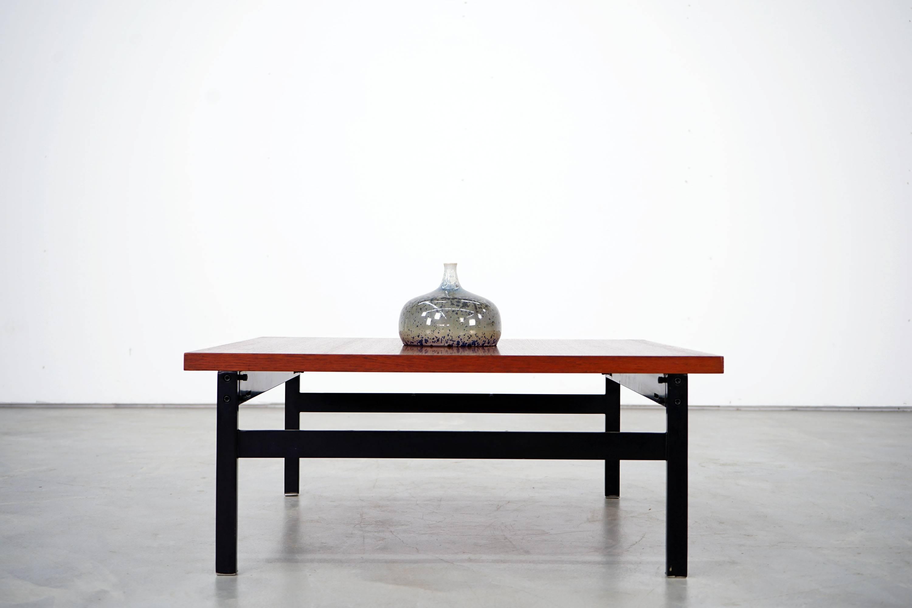Mid-20th Century Teak and Steel Coffee Table, Dieter Waeckerlin for Idealheim, 1960s For Sale