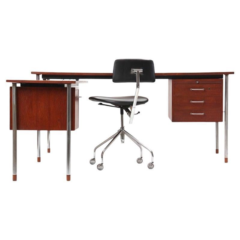 Teak and Steel Desk by Ejner Larsen & Aksel Bender Madsen