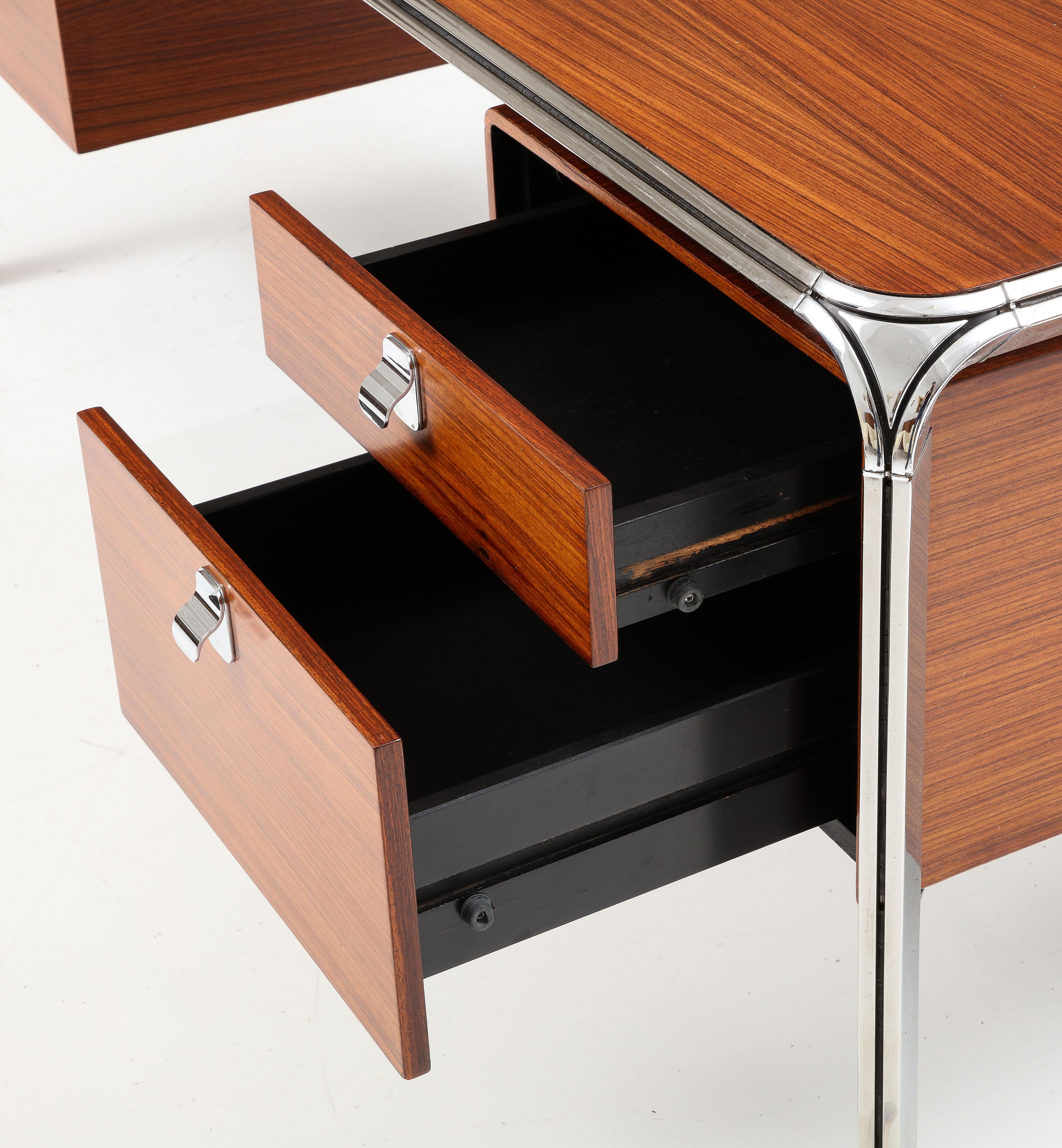 Teak and Steel Executive Desk by Pierre Paulin, France, C. 1975 2
