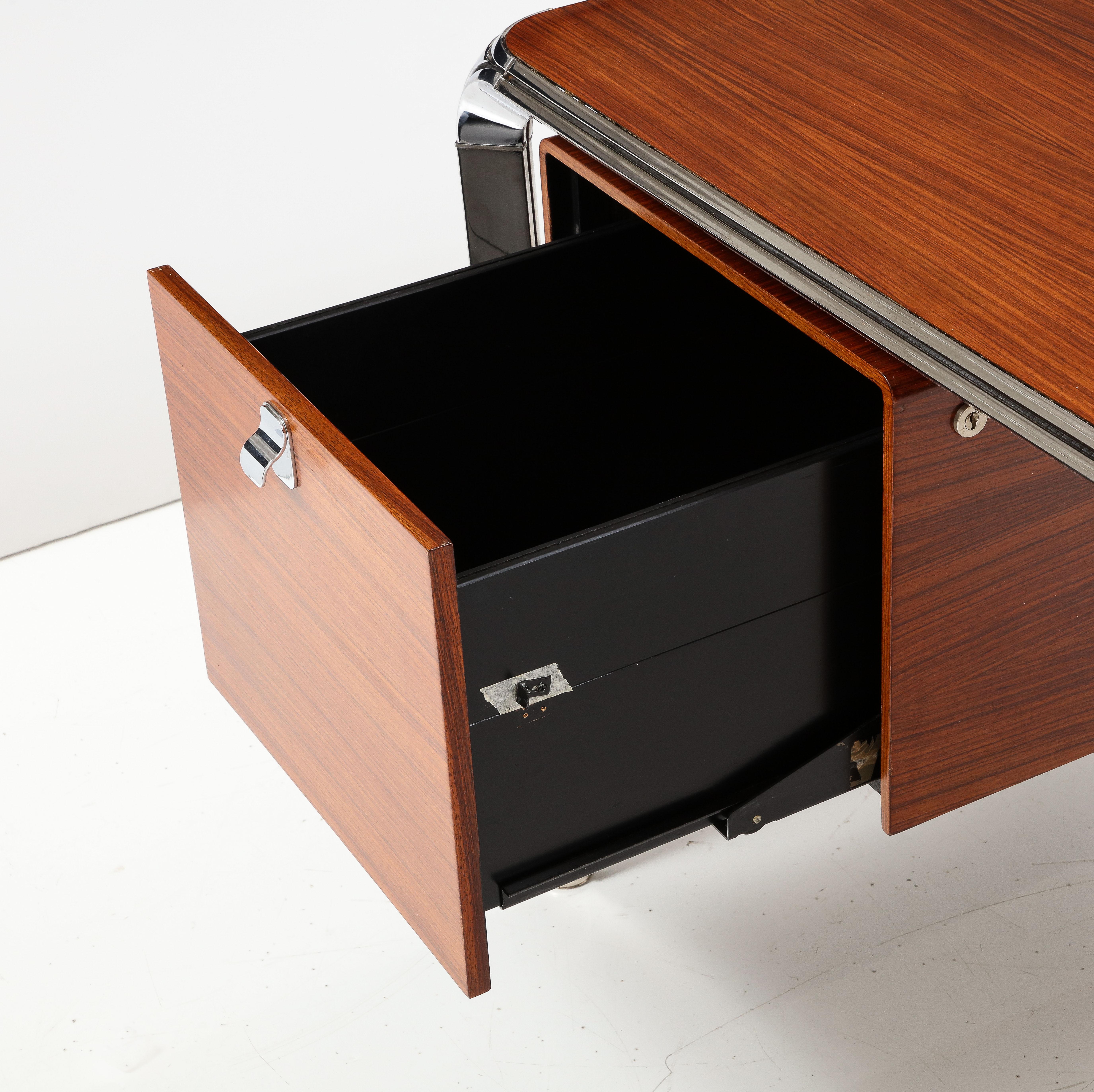 Teak and Steel Executive Desk by Pierre Paulin, France, C. 1975 For Sale 4