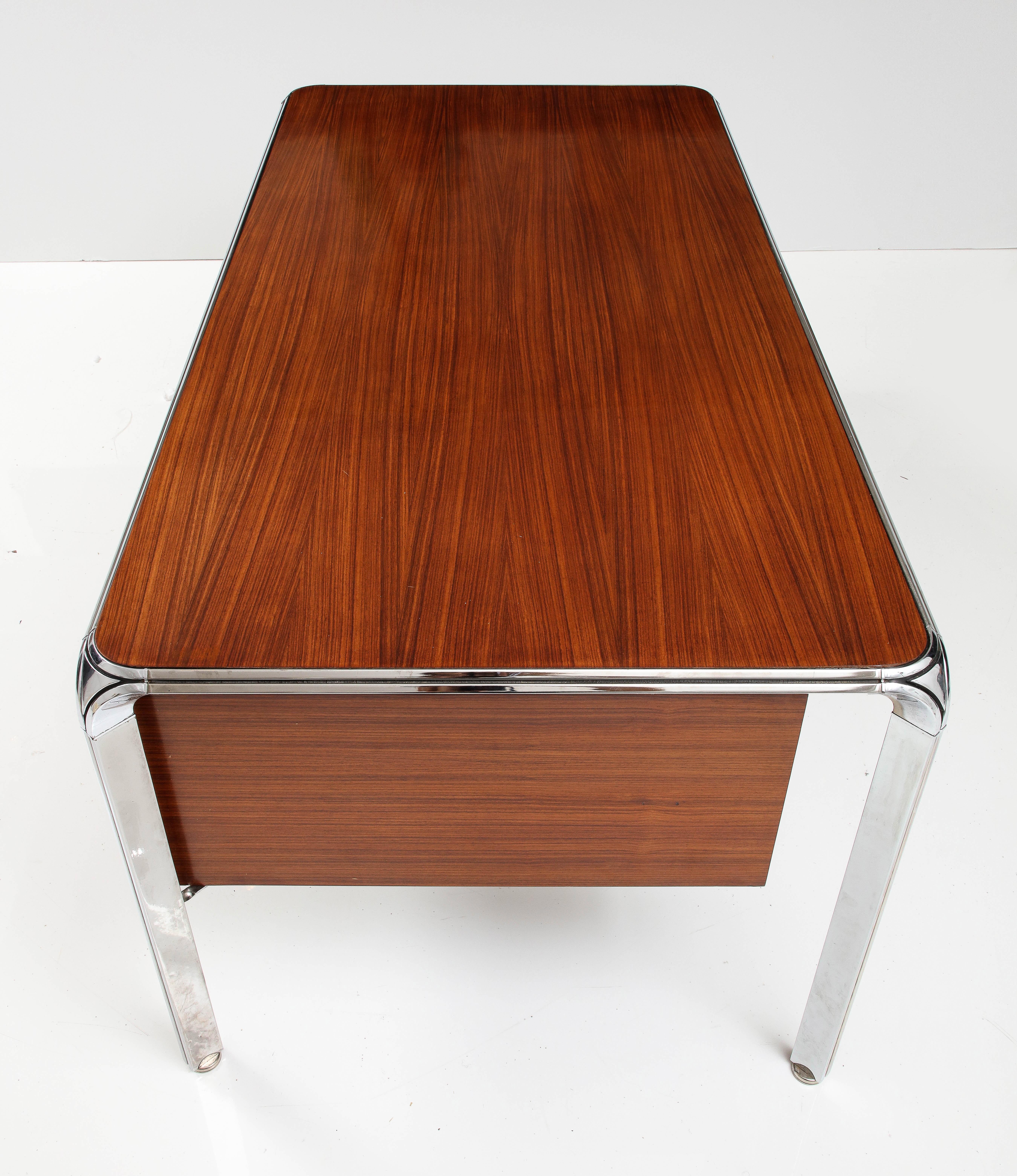 Teak and Steel Executive Desk by Pierre Paulin, France, C. 1975 For Sale 10