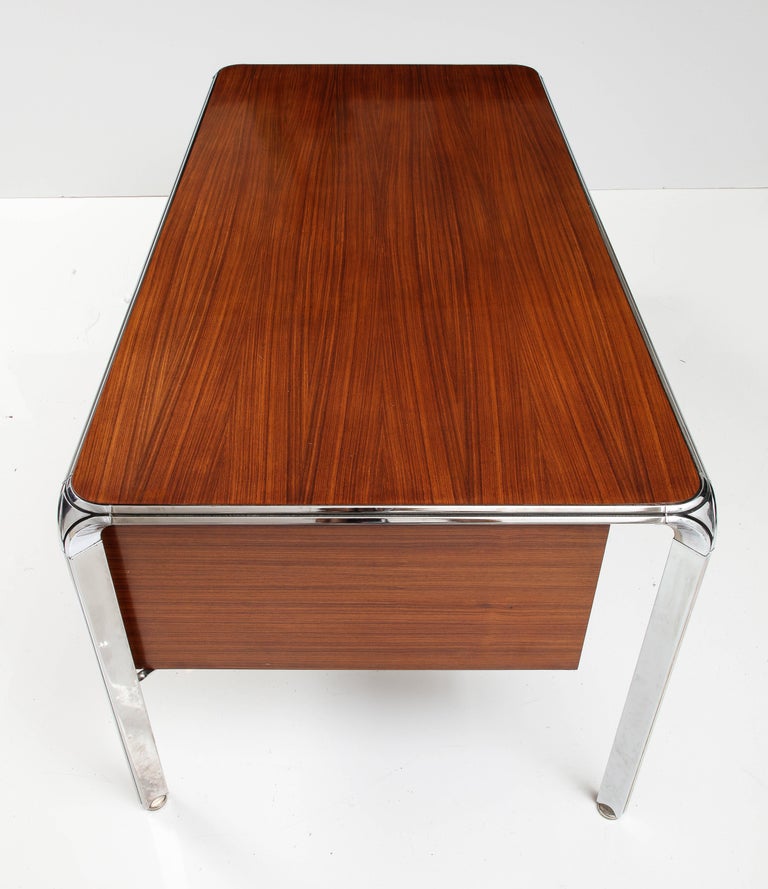 Teak and Steel Executive Desk by Pierre Paulin, France, C. 1975 For Sale 12