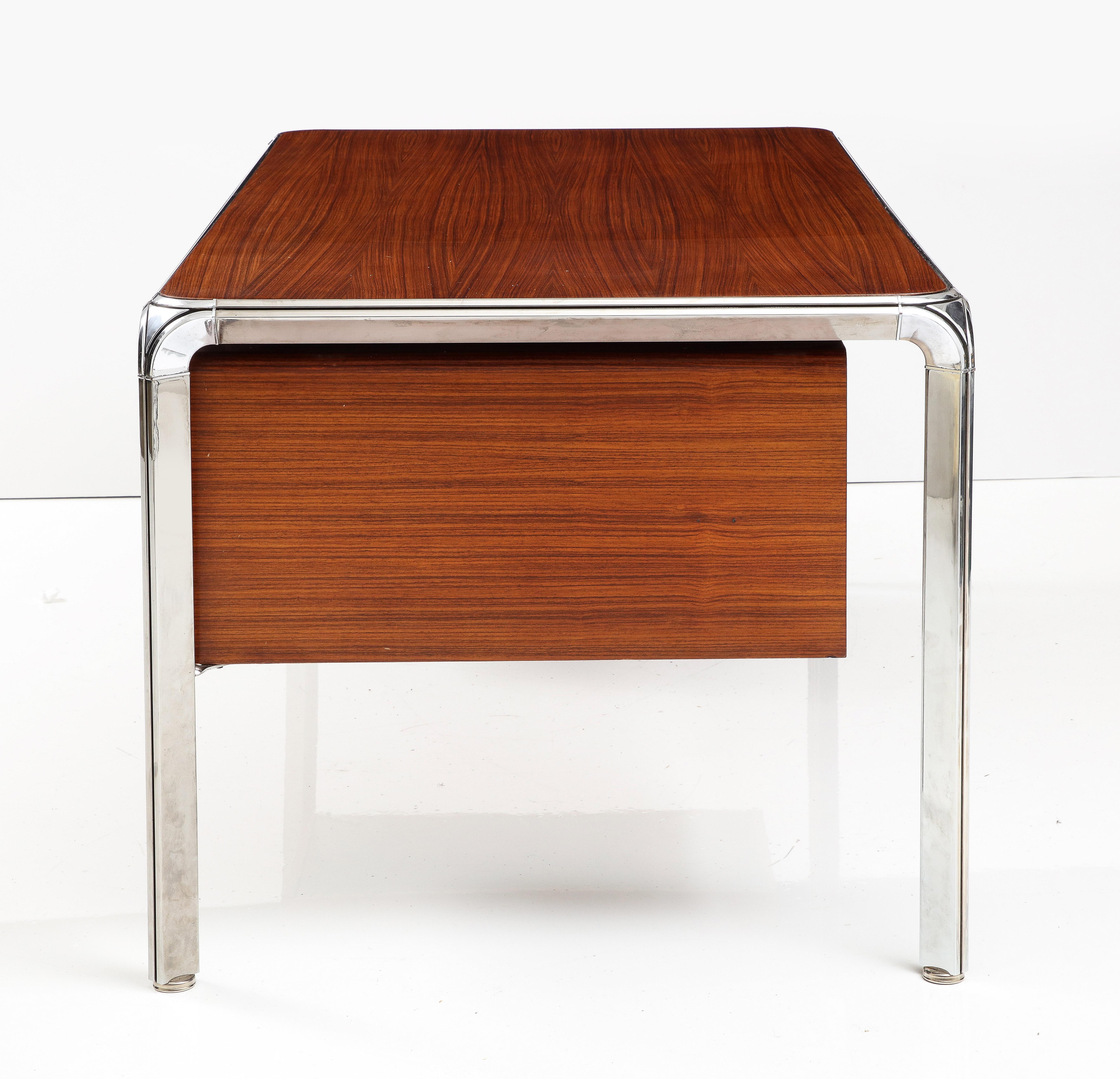 Teak and Steel Executive Desk by Pierre Paulin, France, C. 1975 For Sale 1