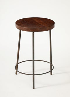 Tabouret en teck et acier de Pierre Jeanneret, Chandigarh, Inde, vers 1960