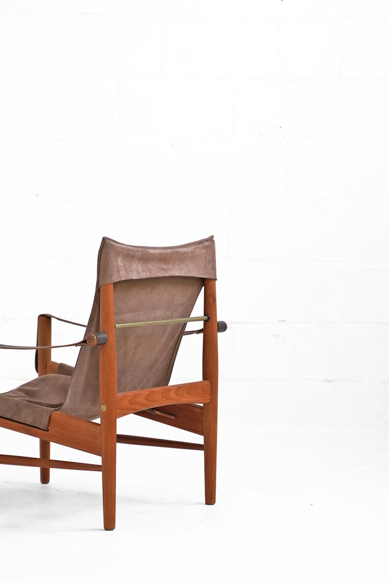 Mid-Century Modern Teak and Suede Easy Chair by Hans Olsen for Viska Möbler For Sale