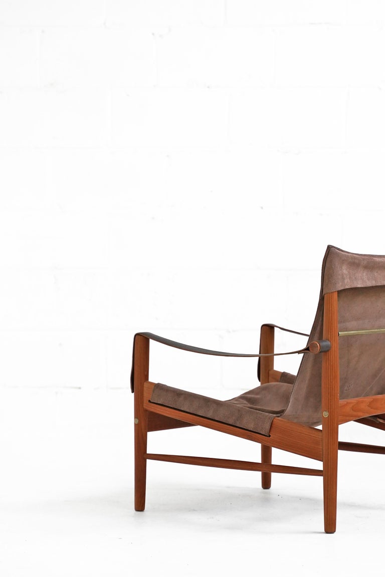 Swedish Teak and Suede Easy Chair by Hans Olsen for Viska Möbler For Sale