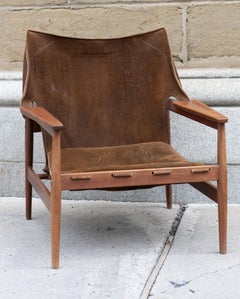 Teak and Suede "Sling" Lounge Chair by Ole Gjerløv-Knudsen