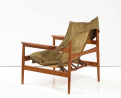 Teak and Suede "Sling" Lounge Chair by Ole Gjerløv-Knudsen