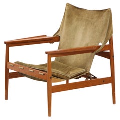 Teak and Suede "Sling" Lounge Chair by Ole Gjerløv-Knudsen