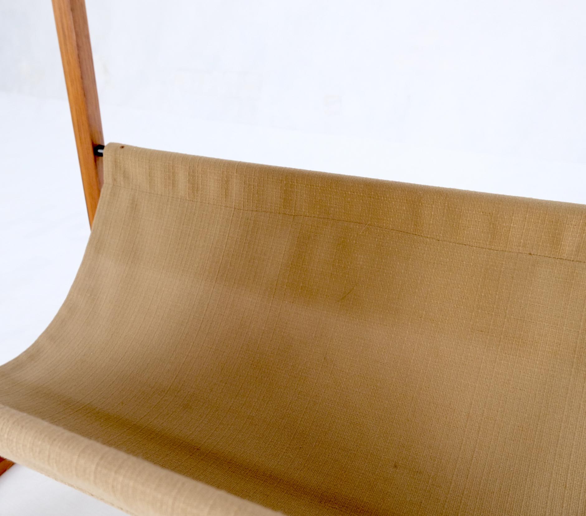 Danish Teak And Suede Sling Shelf Mid-Century Modern End Table Stand Magazine Rack For Sale