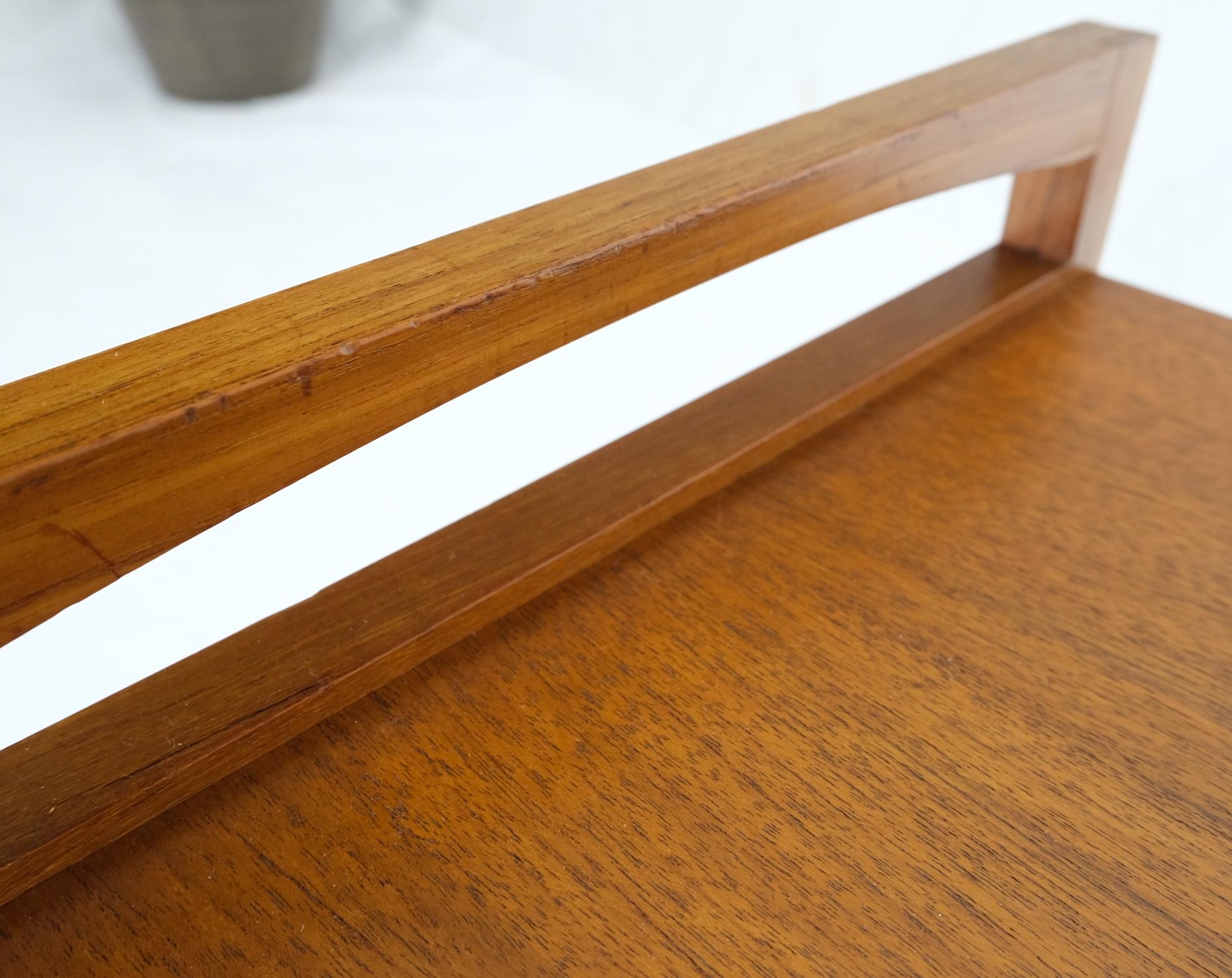 20th Century Teak And Suede Sling Shelf Mid-Century Modern End Table Stand Magazine Rack For Sale