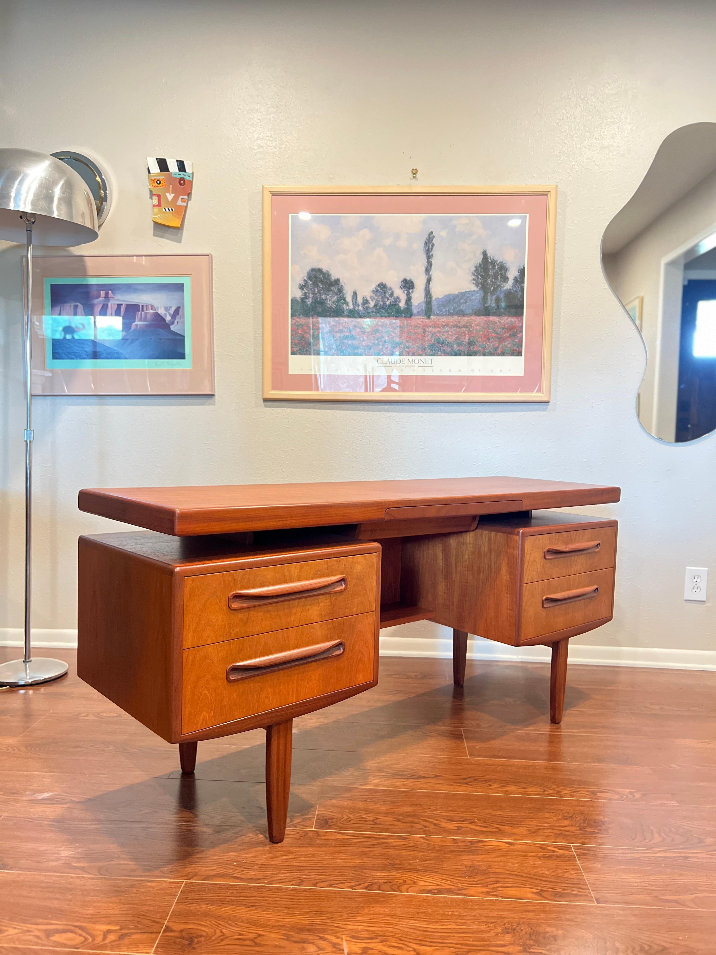 Teak and Walnut Trim Mcm Floating Top Desk from G Plan by Ib Kofod–Larsen 2