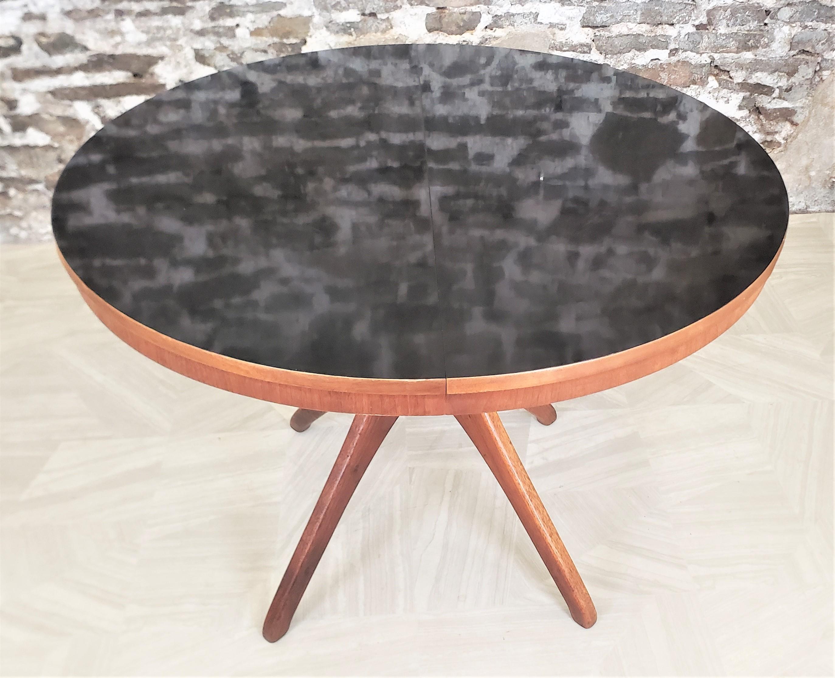 Teak & Arborite Mid-Century Round or Oval Finnish Dining Table with Sputnik Legs 3