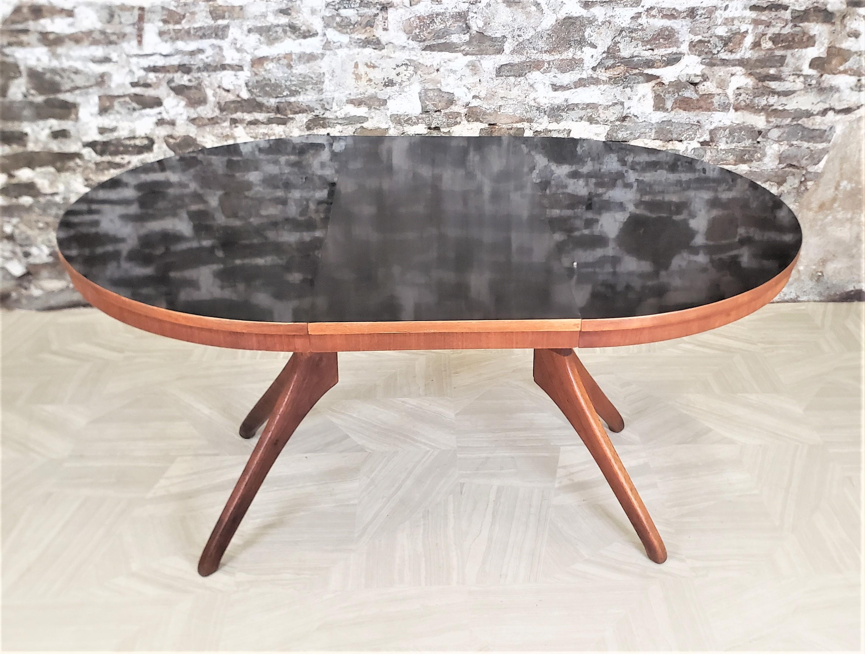 Teak & Arborite Mid-Century Round or Oval Finnish Dining Table with Sputnik Legs 5