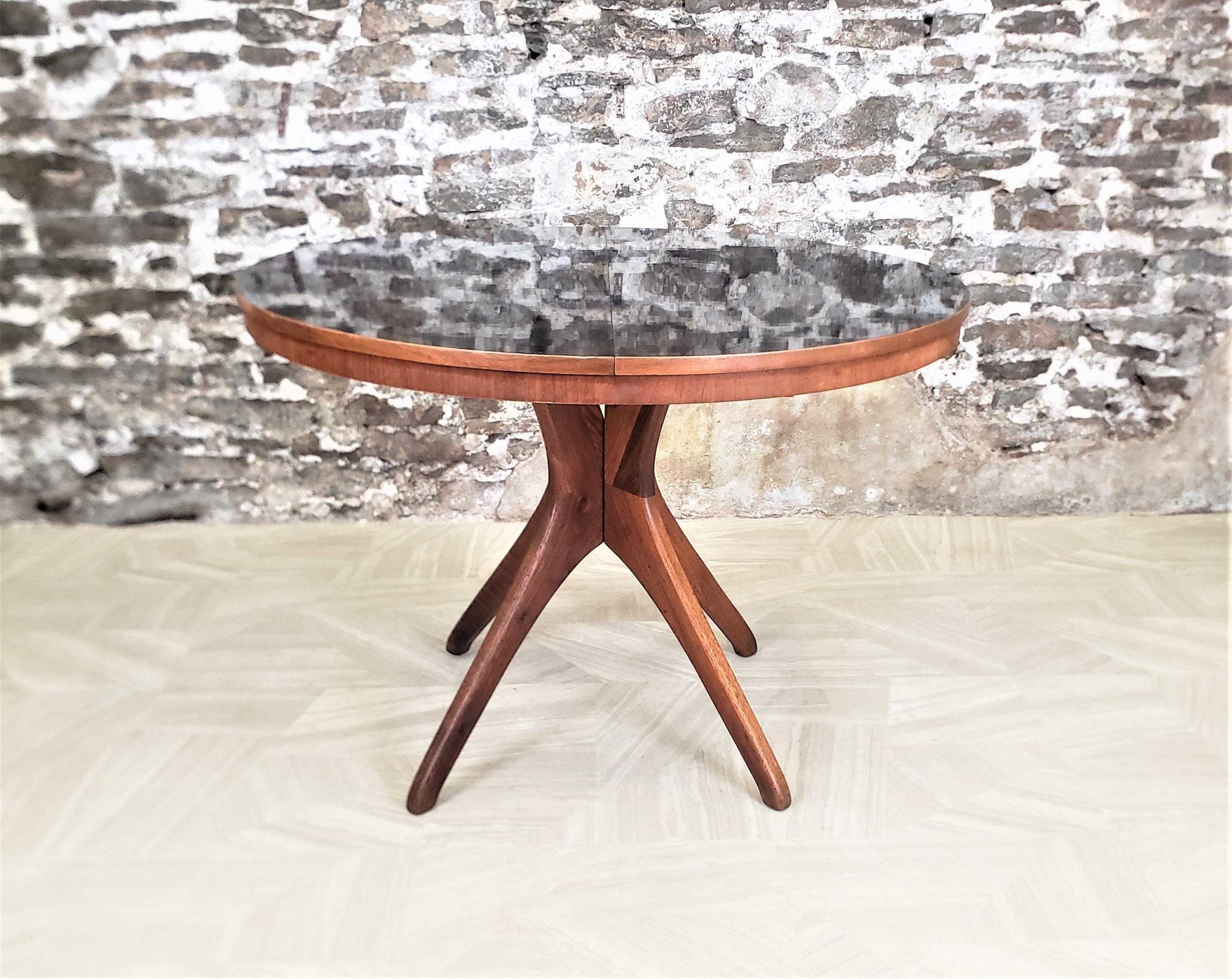 Plastic Teak & Arborite Mid-Century Round or Oval Finnish Dining Table with Sputnik Legs