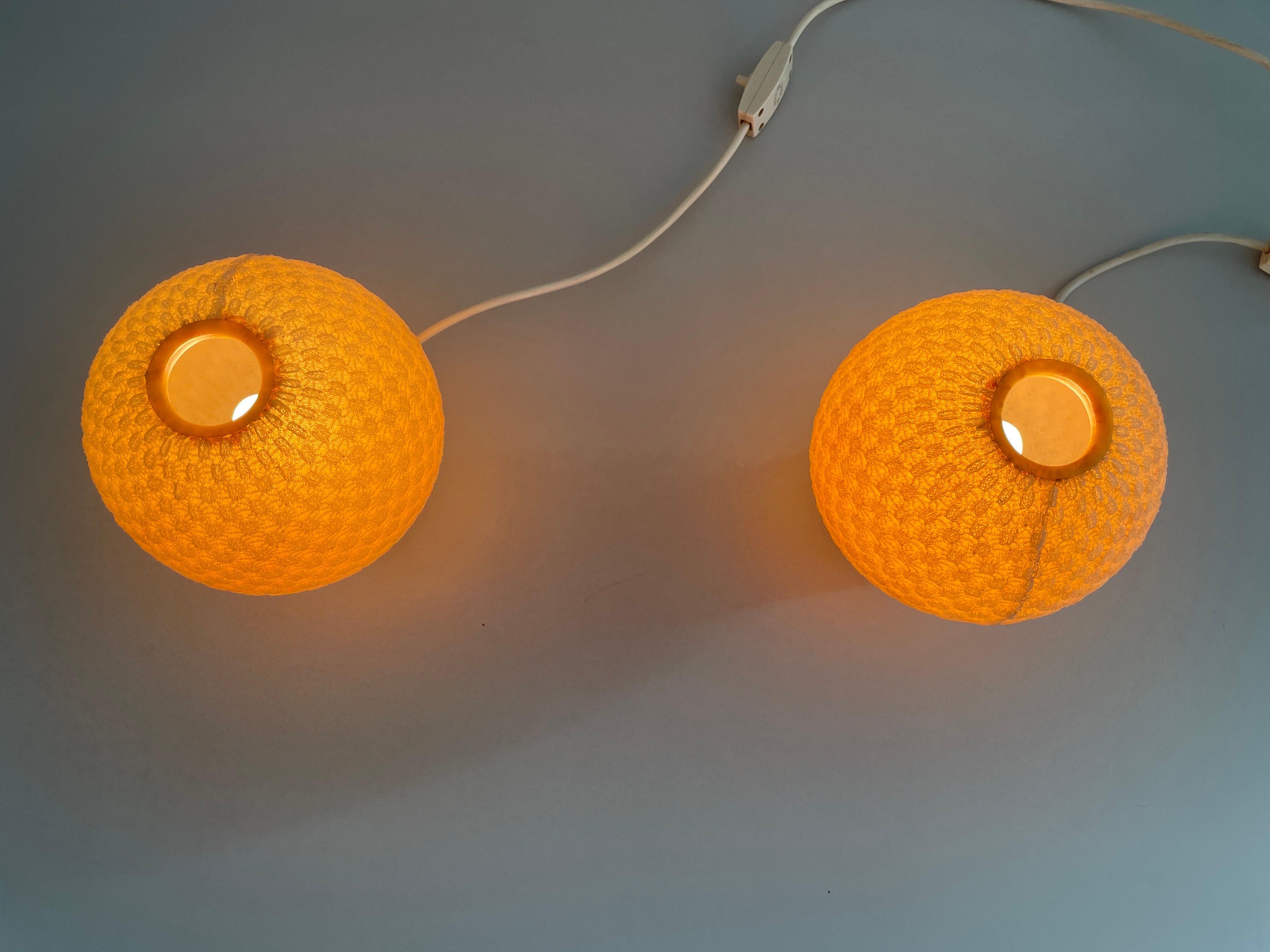 Teak & Ball Fabric Shade Pair of Bedside Lamps by Temde, 1960s Germany For Sale 8