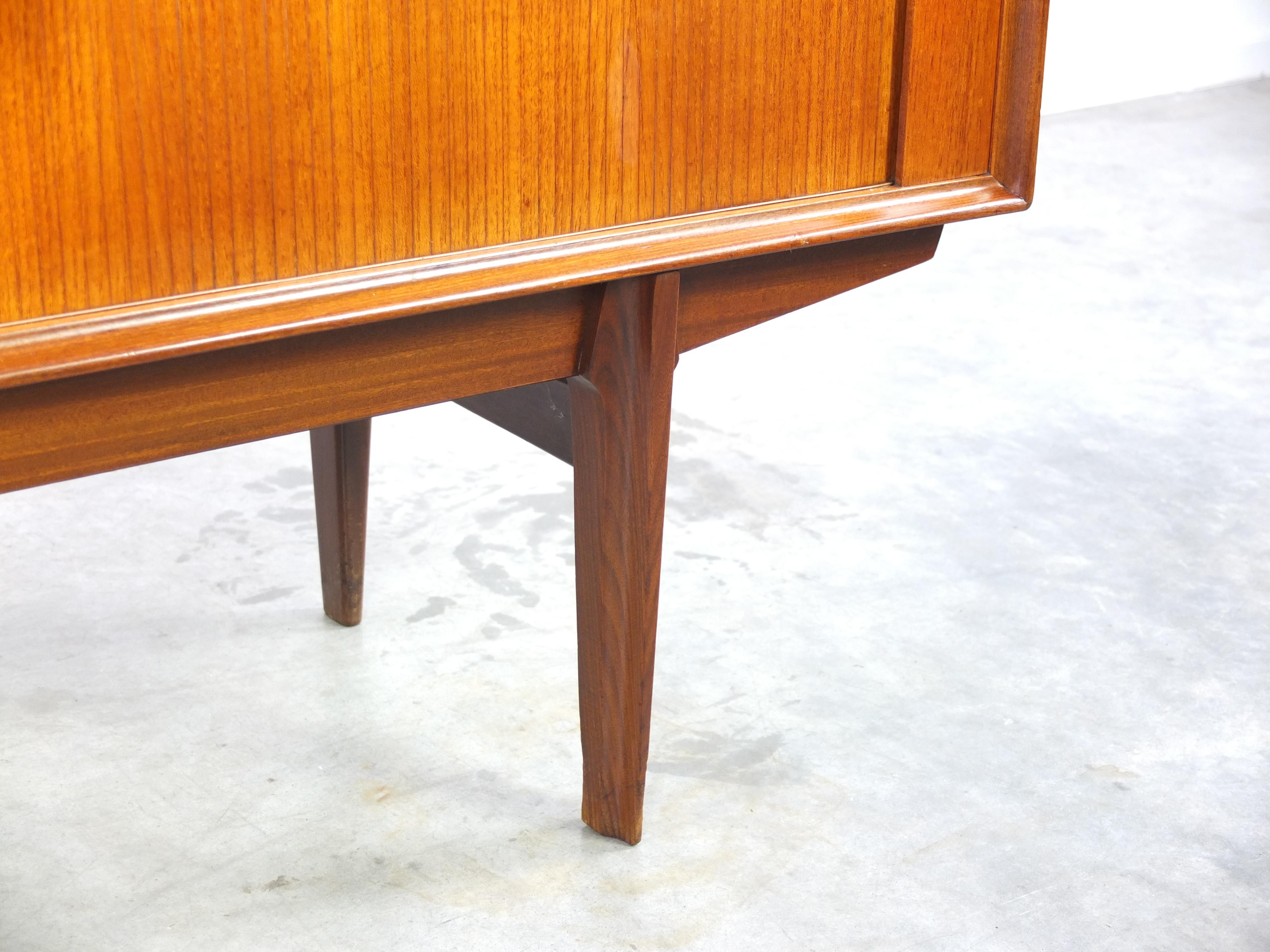 Teak Bar Cabinet with Tambour Doors by Oswald Vermaercke for V-Form, 1960s 4