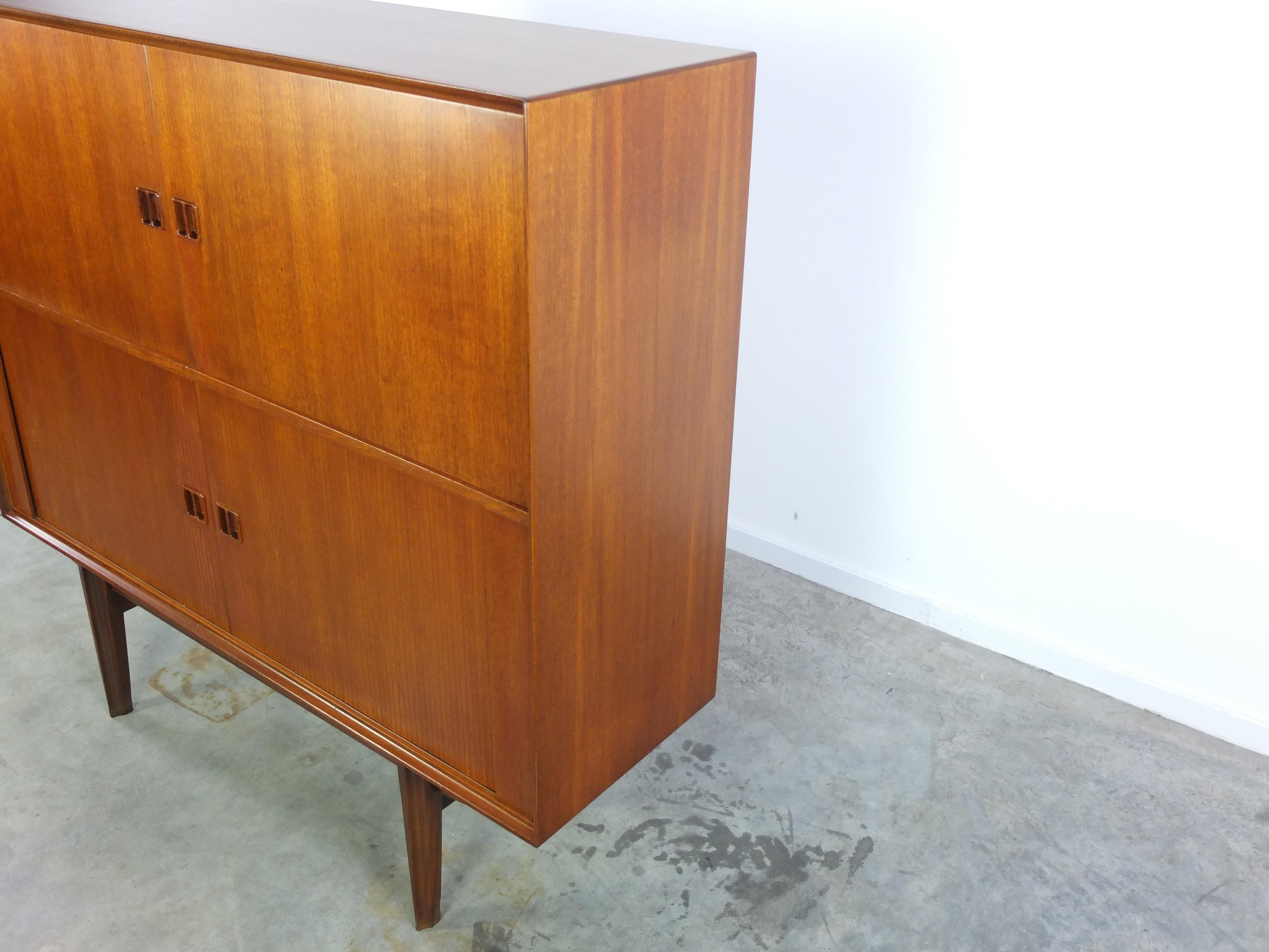 Teak Bar Cabinet with Tambour Doors by Oswald Vermaercke for V-Form, 1960s 5