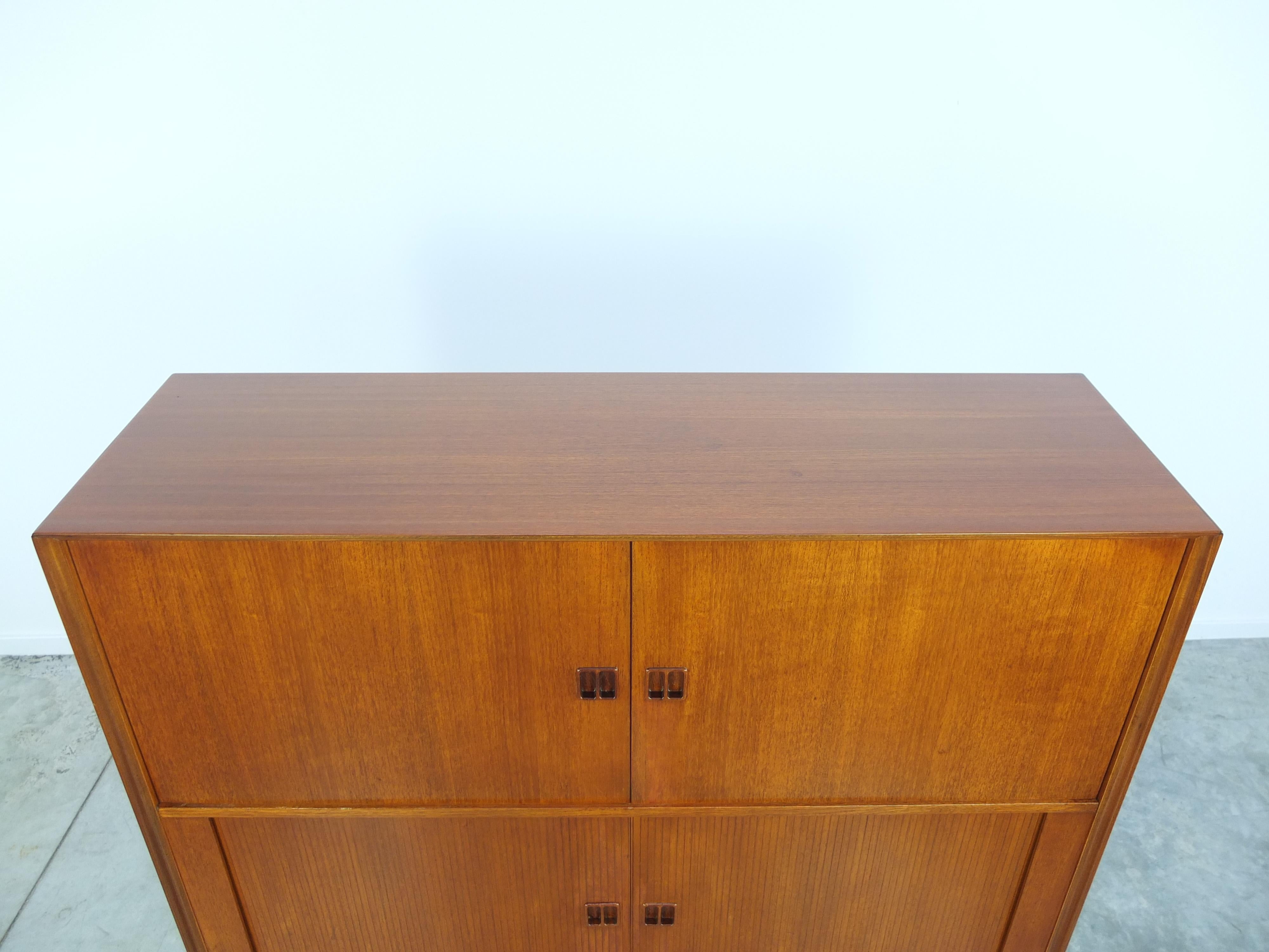 Teak Bar Cabinet with Tambour Doors by Oswald Vermaercke for V-Form, 1960s 9