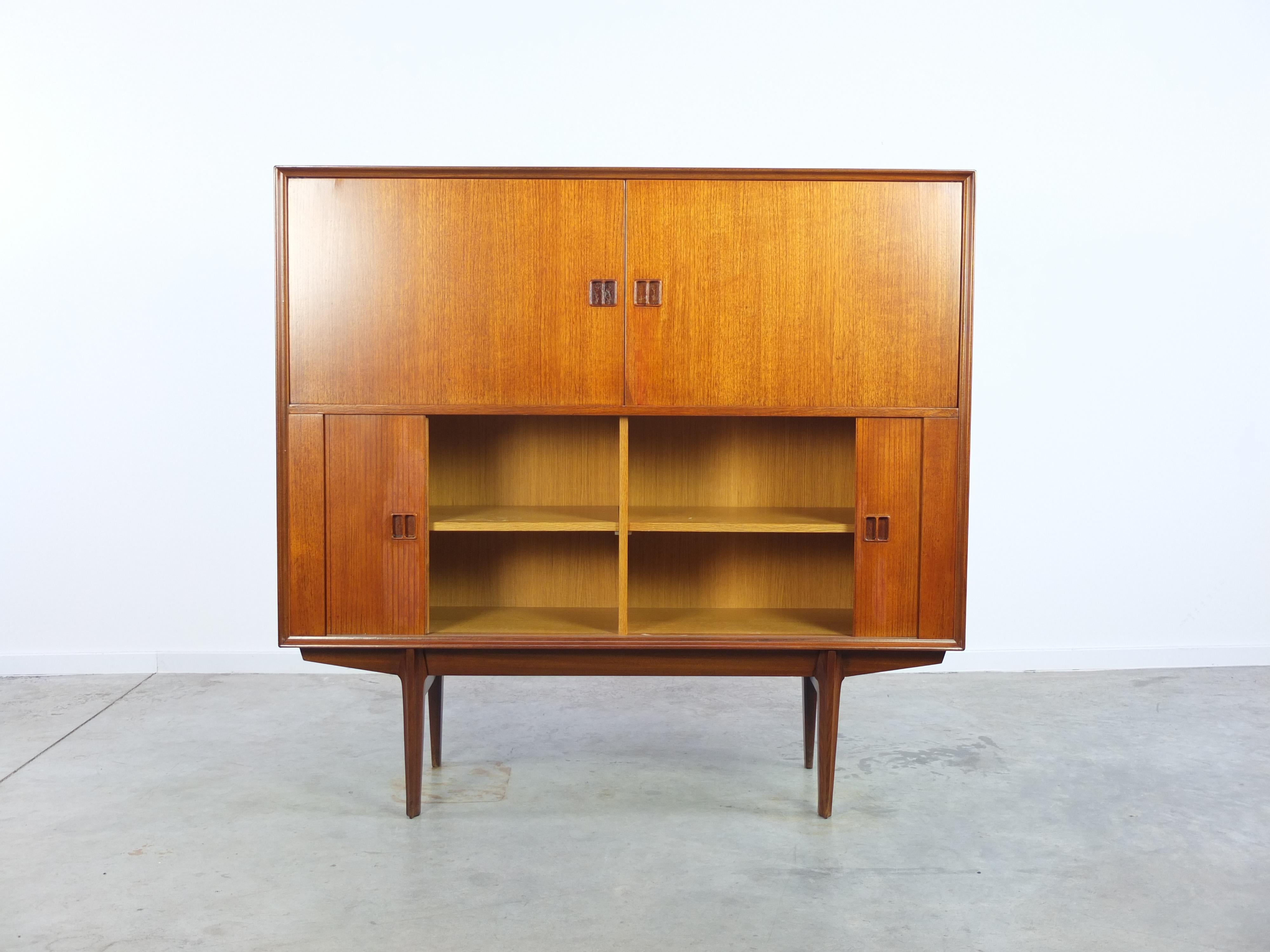 Teak Bar Cabinet with Tambour Doors by Oswald Vermaercke for V-Form, 1960s 2