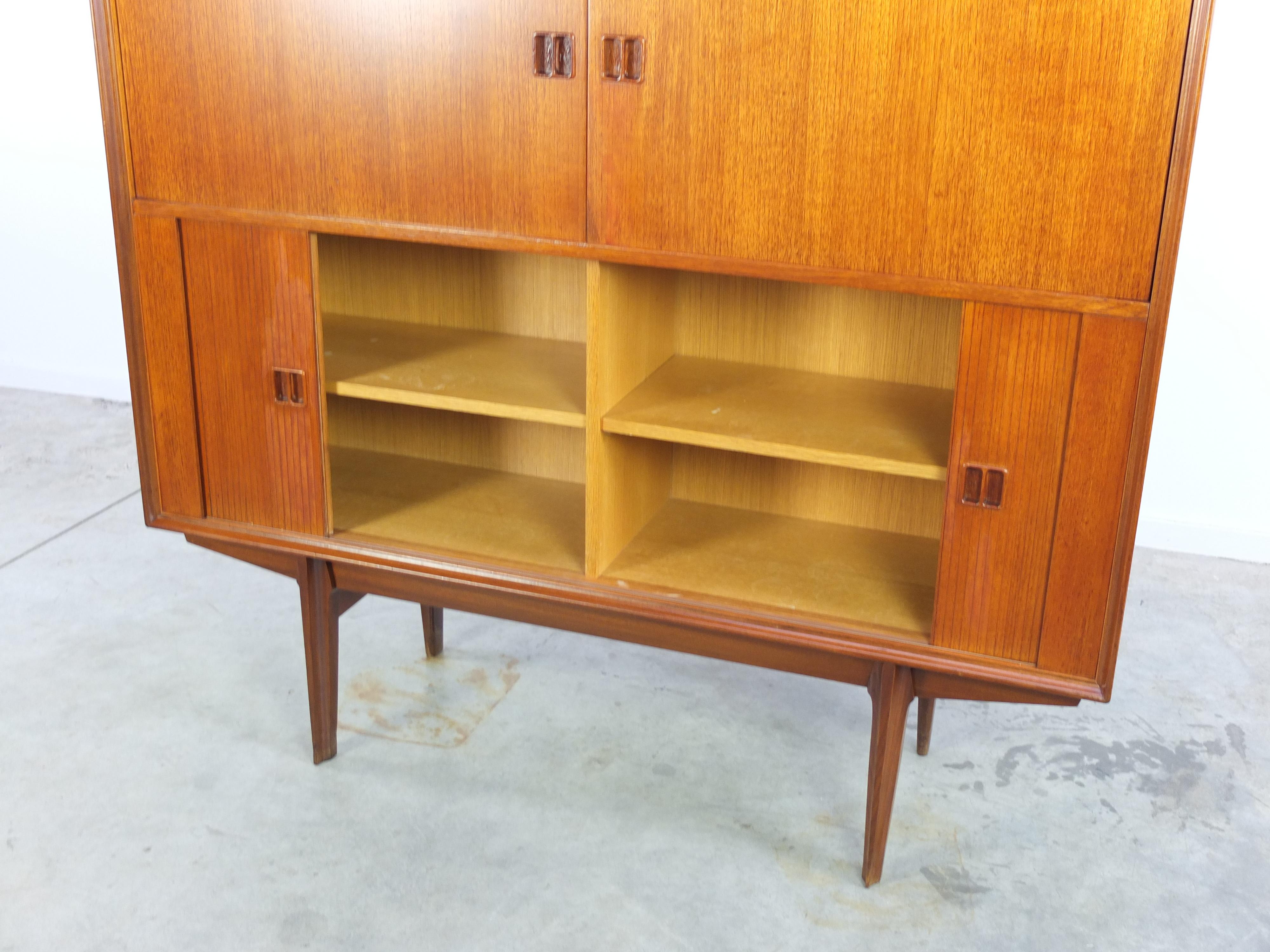 Teak Bar Cabinet with Tambour Doors by Oswald Vermaercke for V-Form, 1960s 3