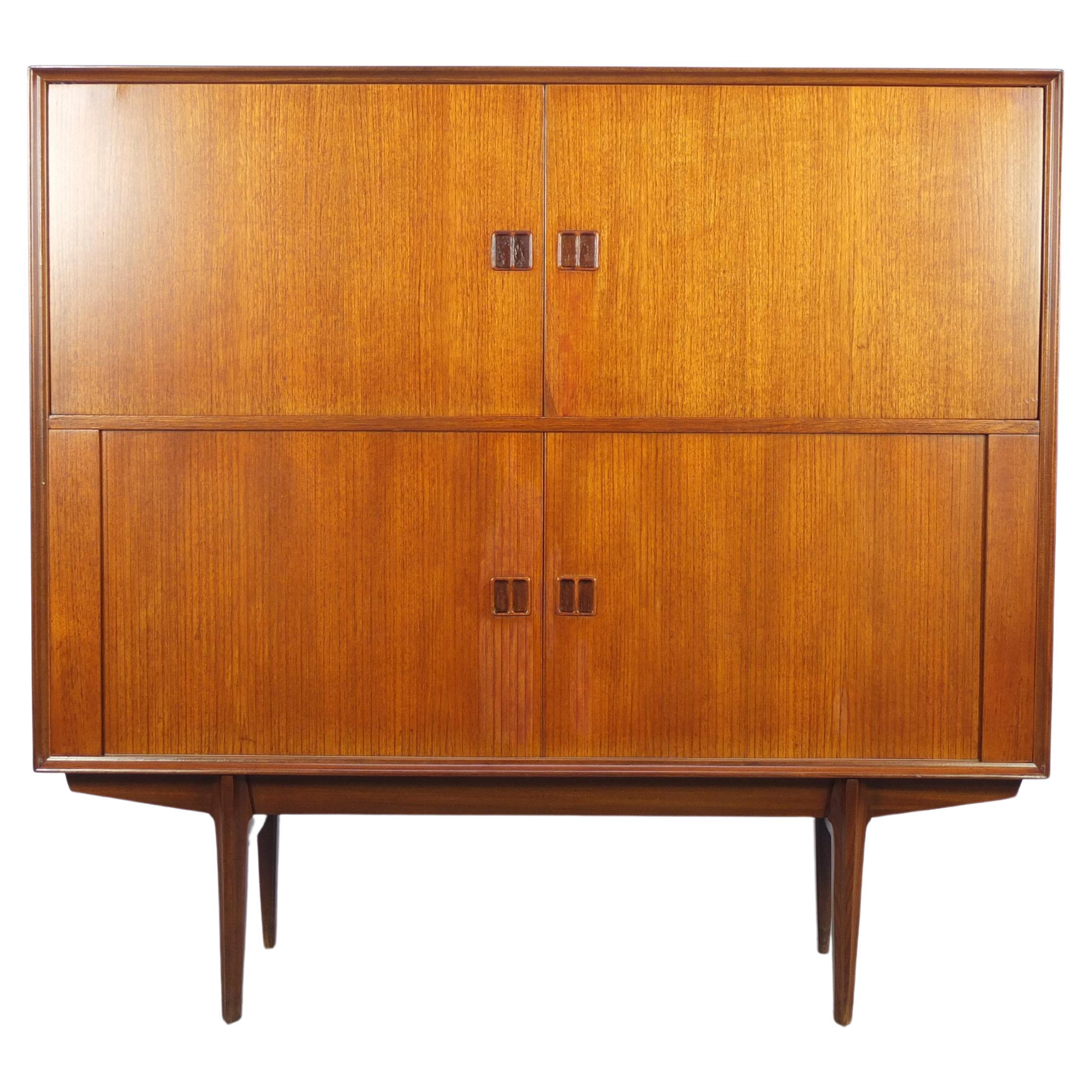 Teak Bar Cabinet with Tambour Doors by Oswald Vermaercke for V-Form, 1960s