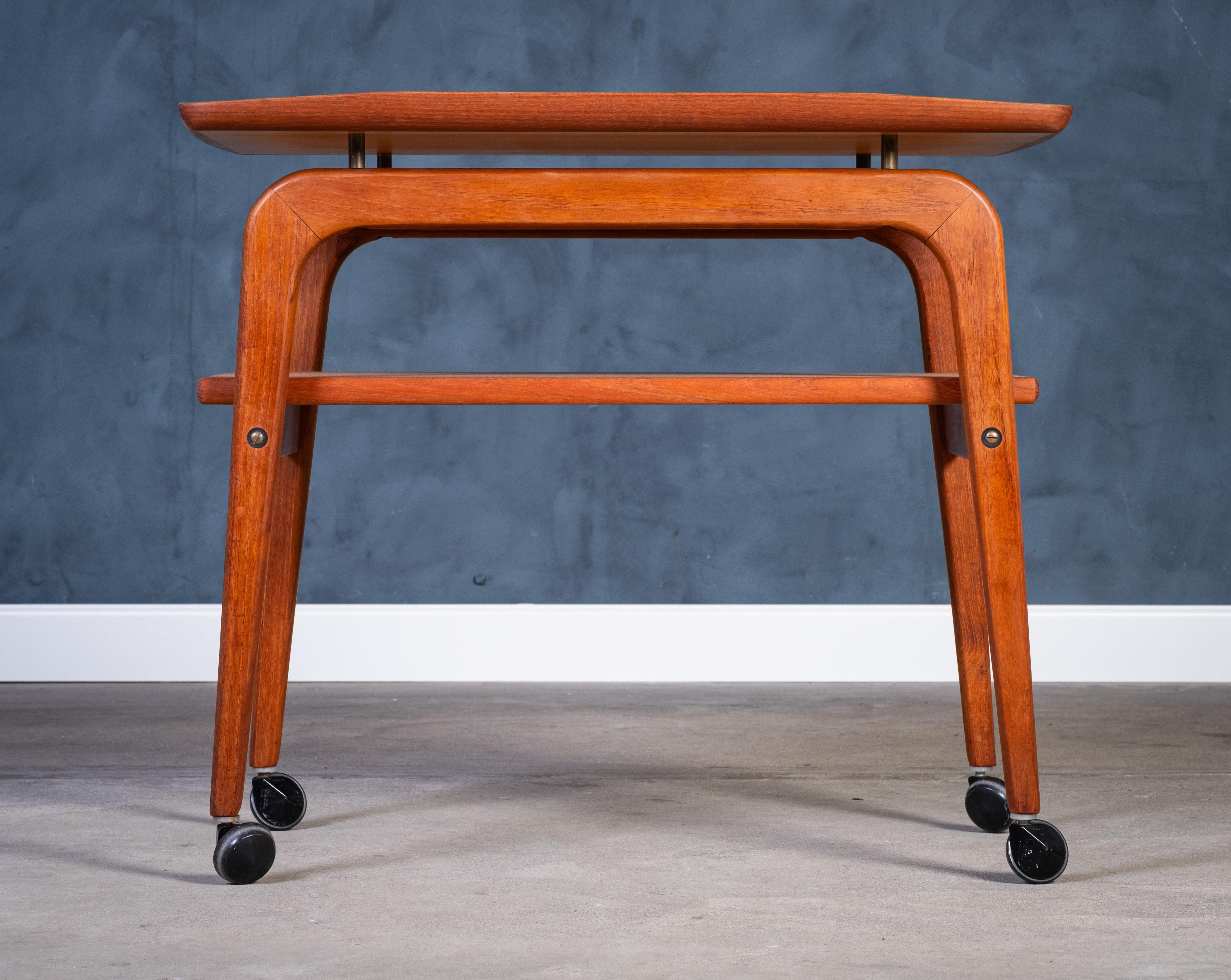 Danish Teak Bar Cart by Arne Hovmand-Olsen for Mogens Kold, 1960s Teak Bar Cart by Arn For Sale
