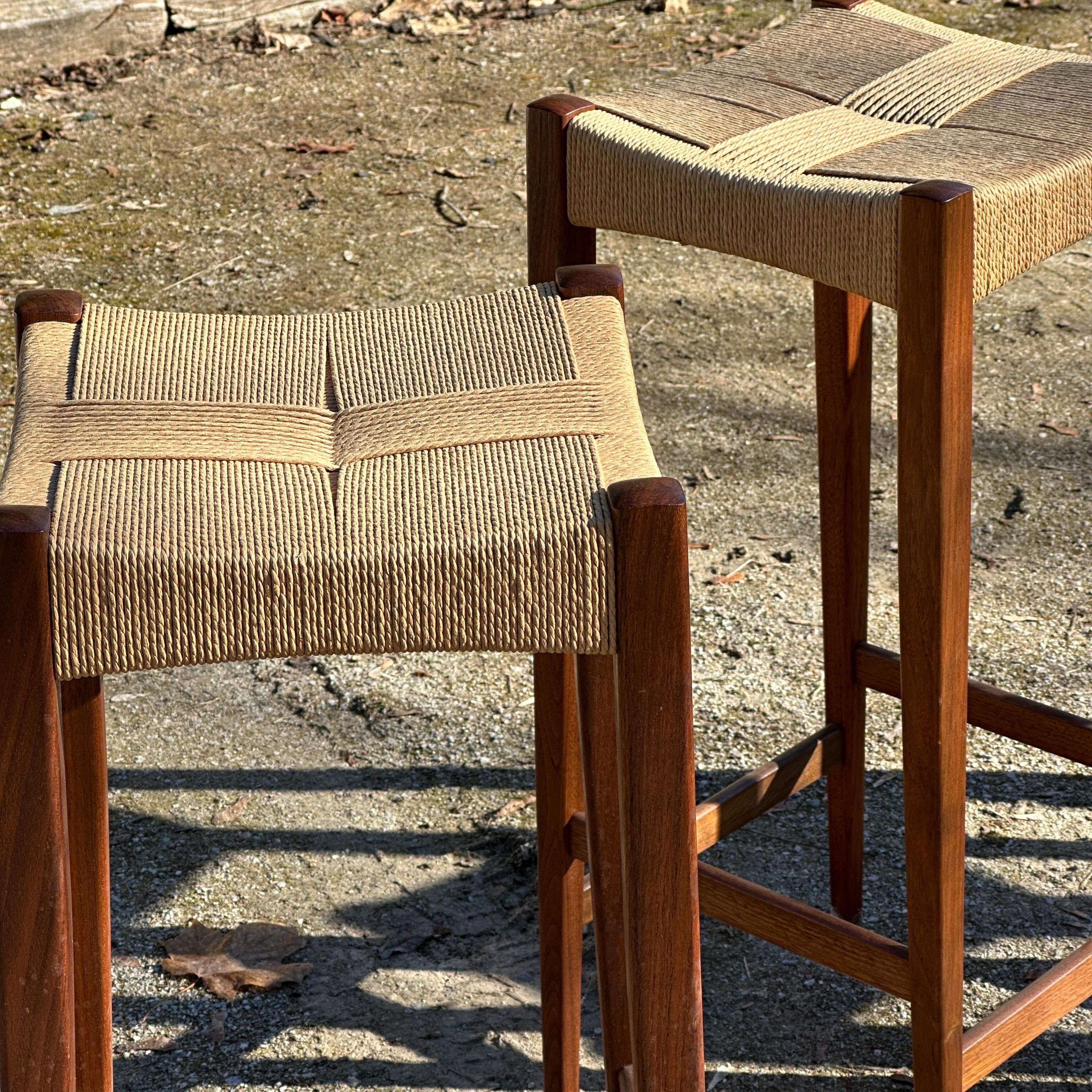 Teak Bar Stool Set by John Stene In Good Condition For Sale In Puslinch, ON