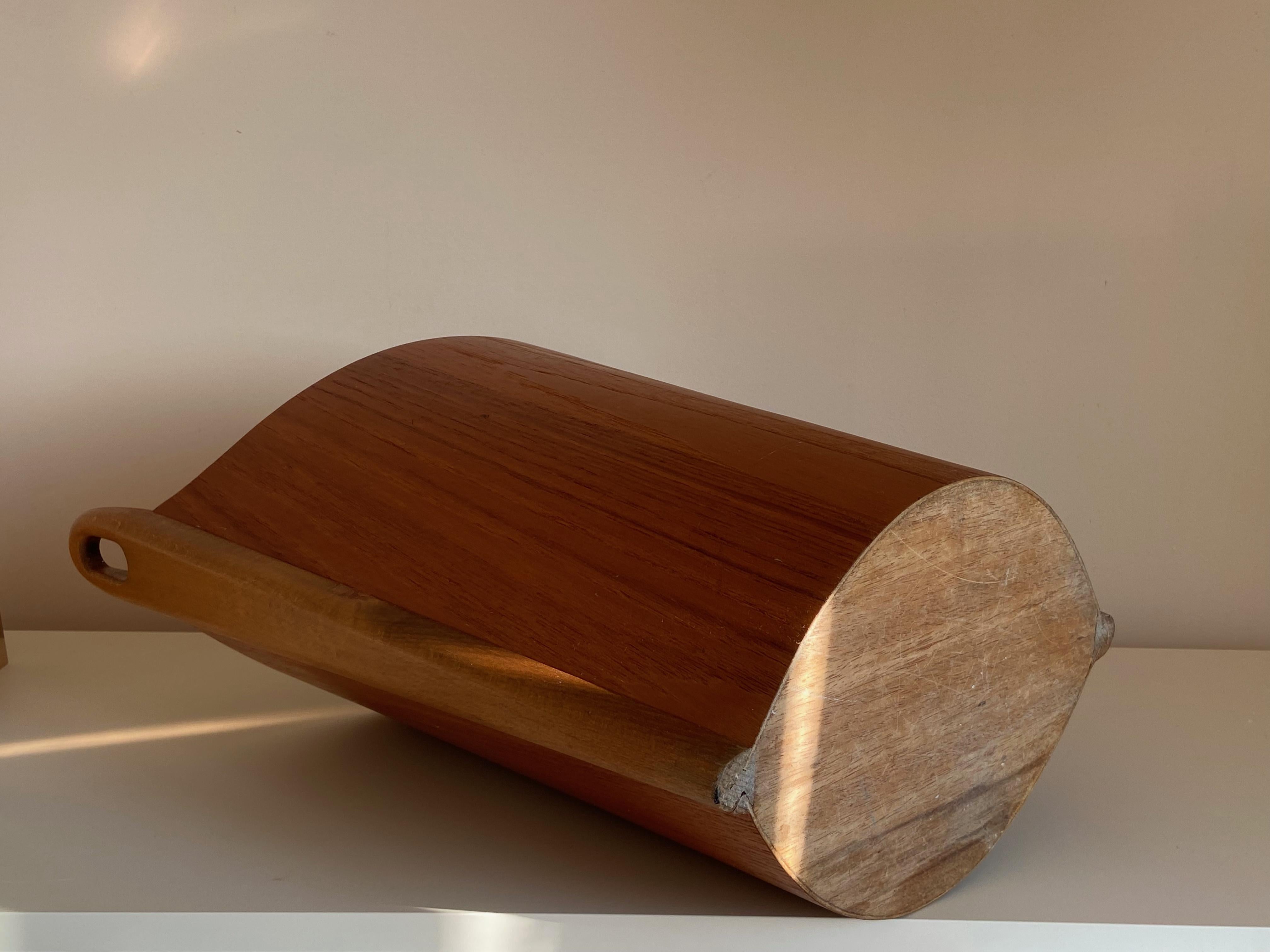 Brass Teak basket by Einar Barnes for PS Heggen, Made in Norway 1960s