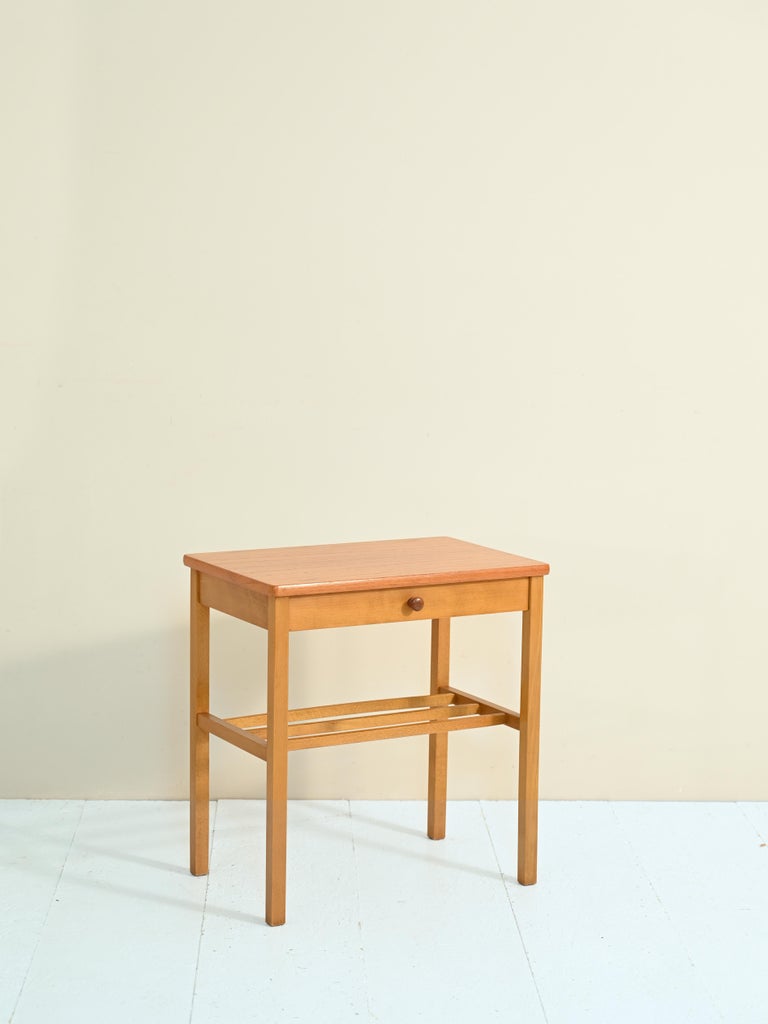 Teak Bedside Table with Magazine Rack at 1stDibs