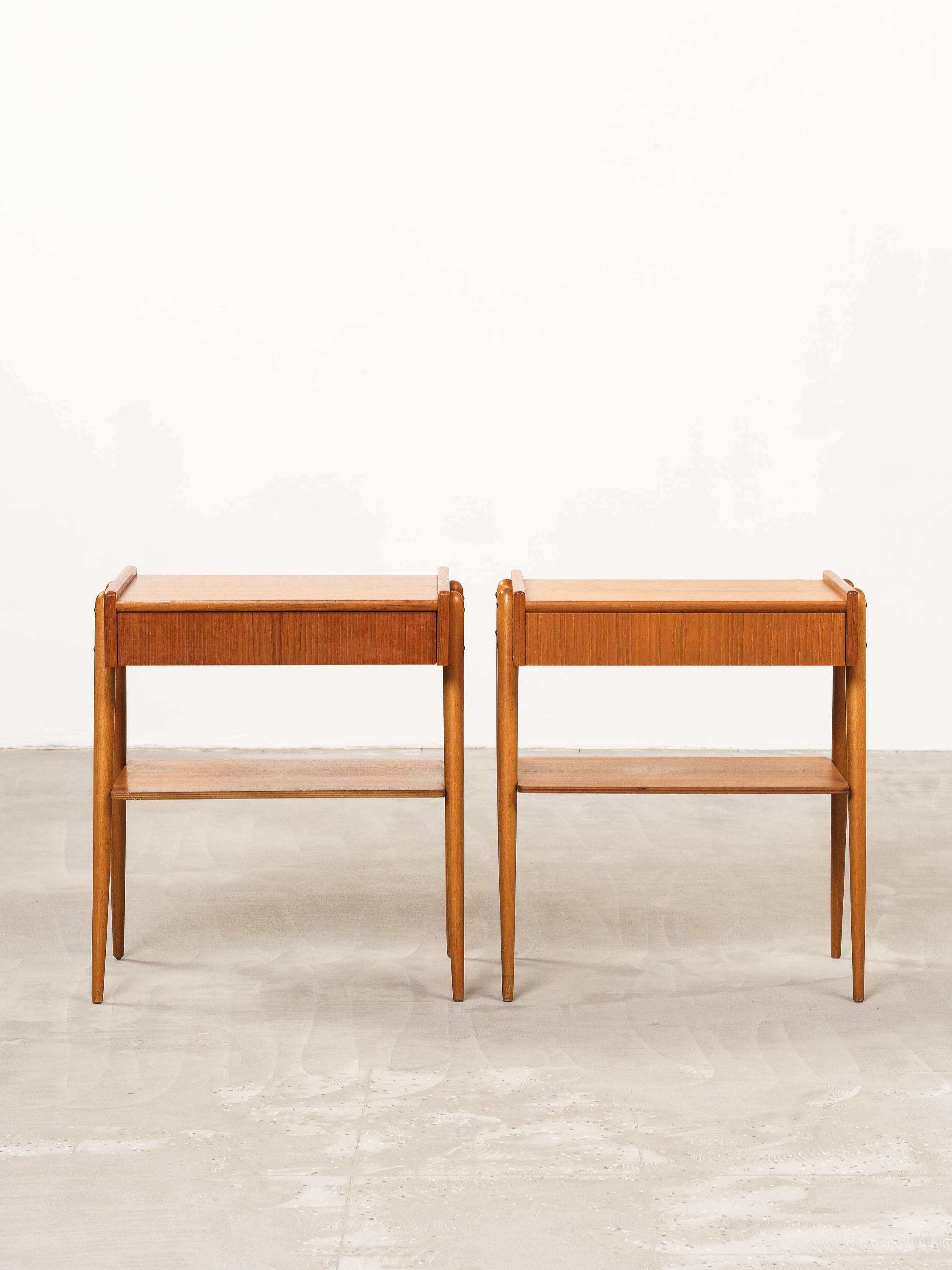 Teak Bedside Tables from AB Carlström & Co, 1950s, Set of 2 For Sale 4