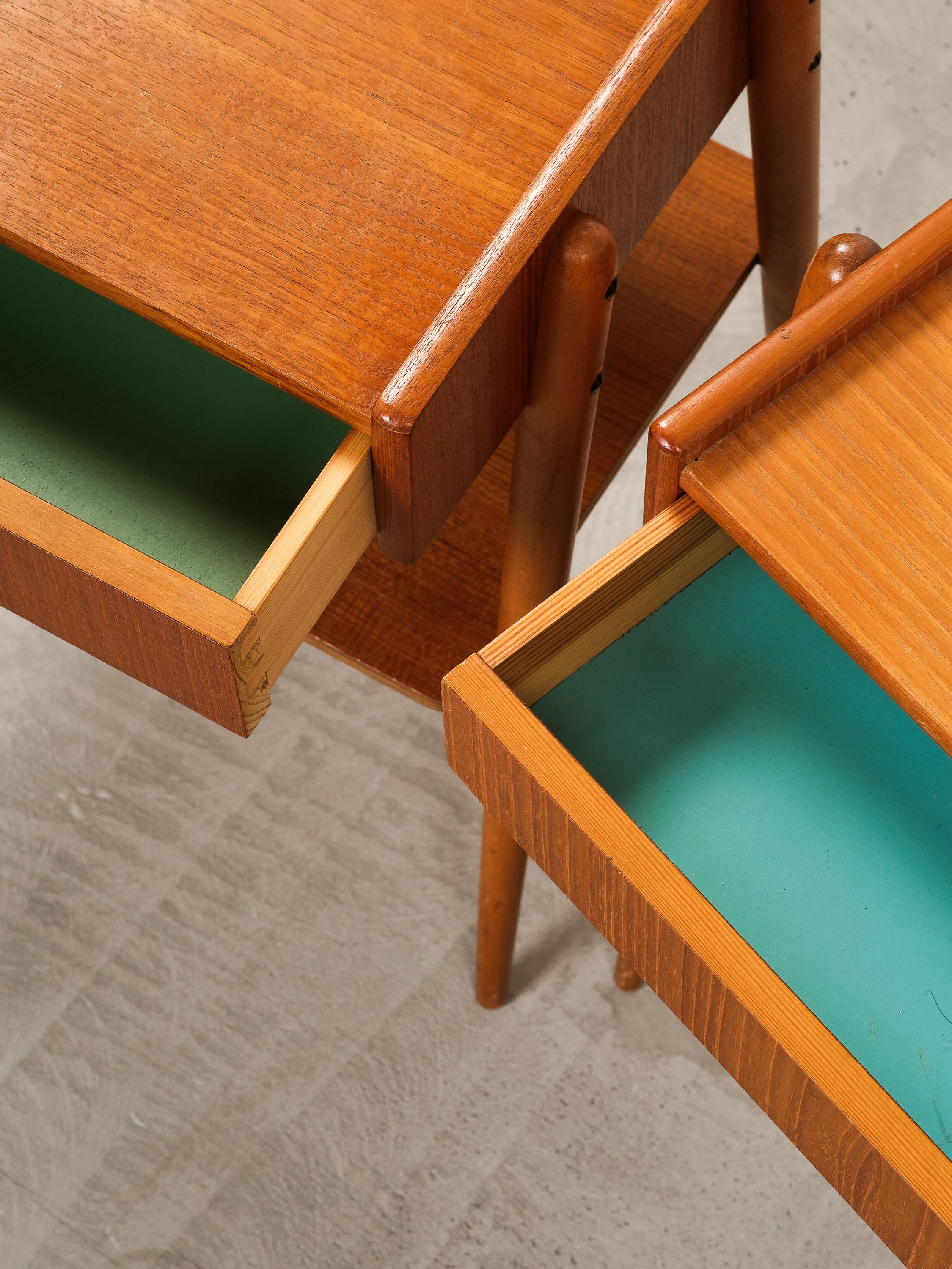 Teak Bedside Tables from AB Carlström & Co, 1950s, Set of 2 For Sale 9
