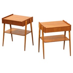 Mesillas de noche de teca de AB Carlström & Co, años 50, set de 2