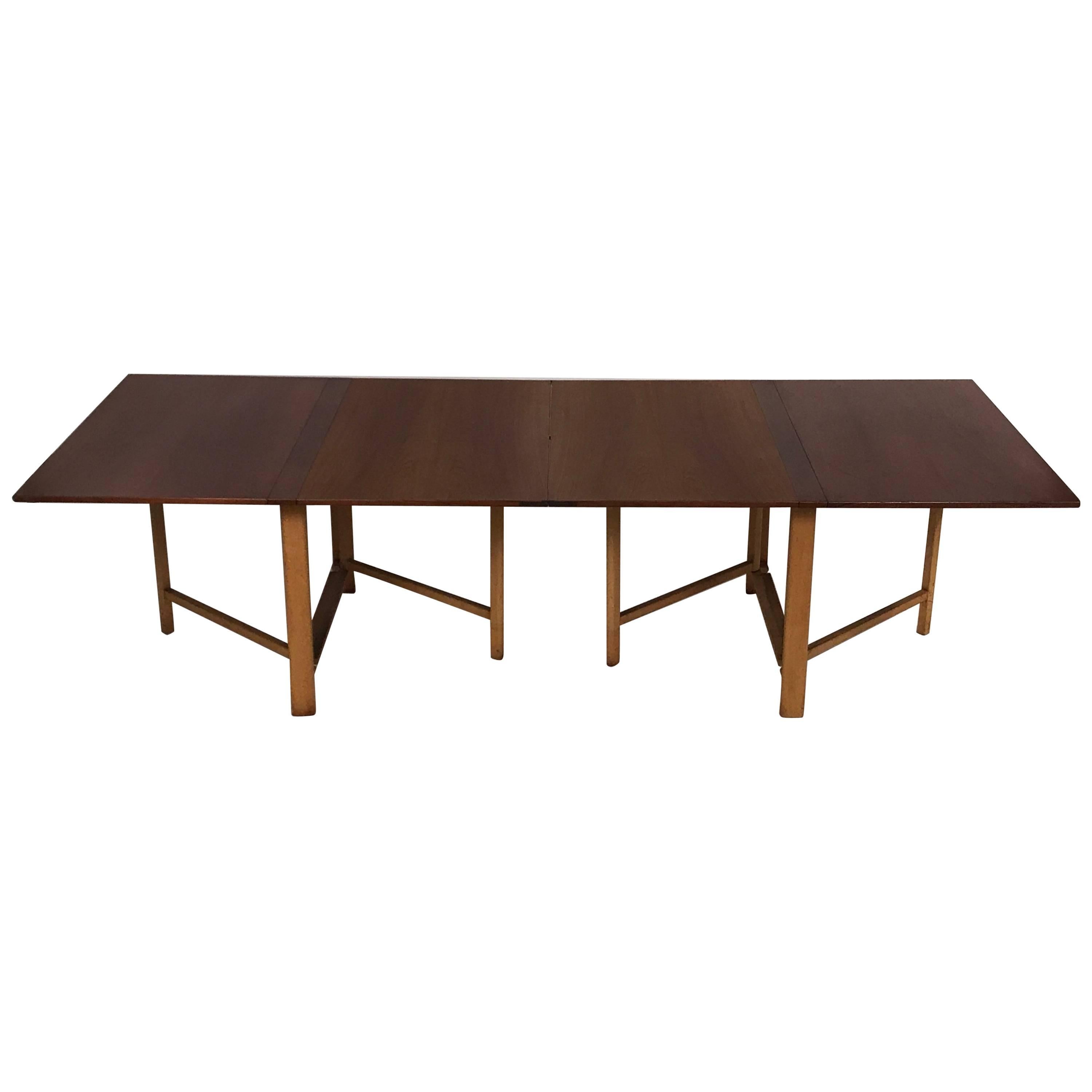 Teak & Beech “Maria Flap” Drop Leaf Folding Dining Table by Bruno Mathsson, 1960