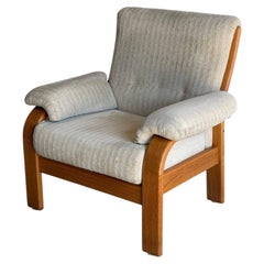 Poltrona lounge in teak beige, stile danese Mid-Century Modern, anni ’70