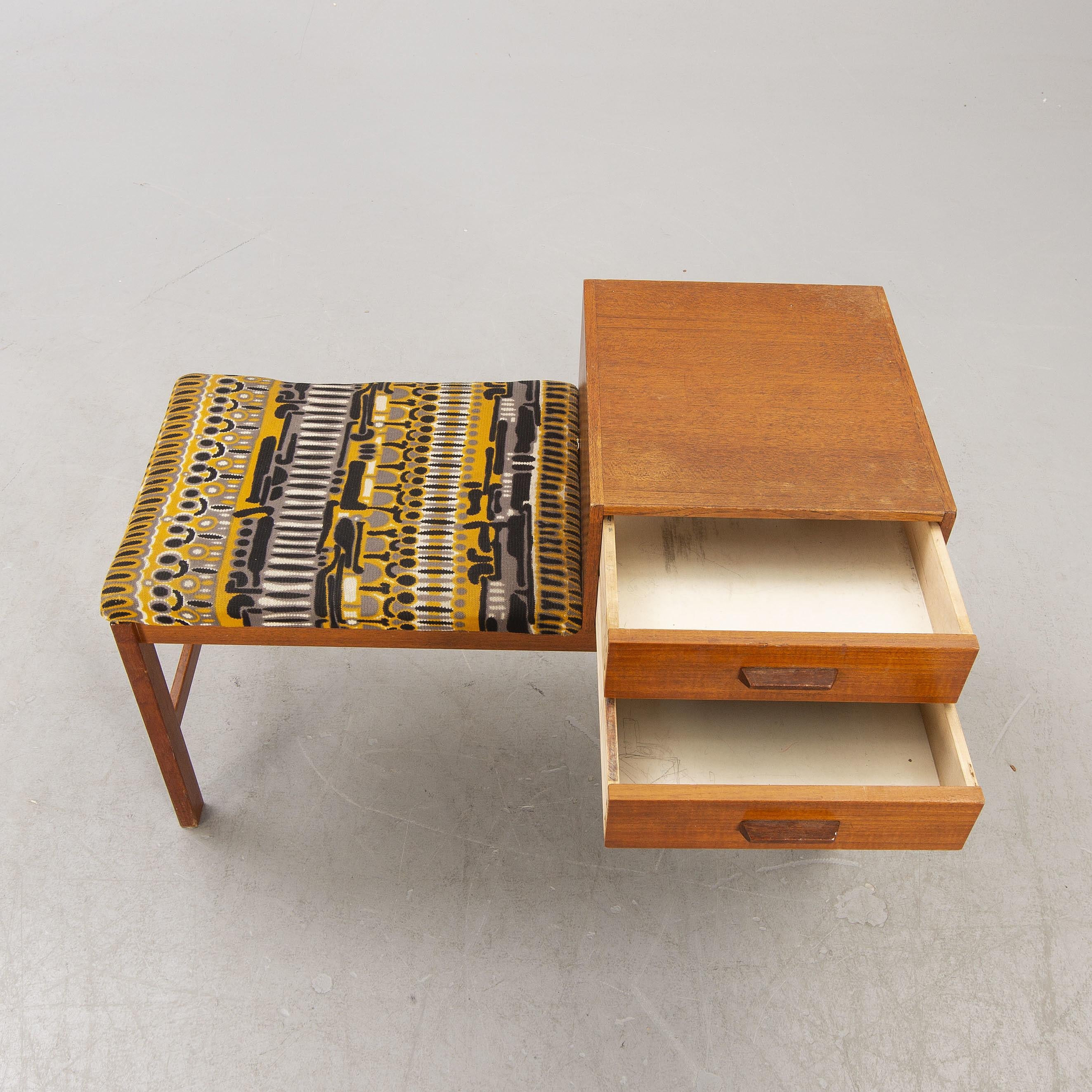 Scandinavian Modern Teak Bench and Chest by Tingstrom Sweden, 1960 For Sale
