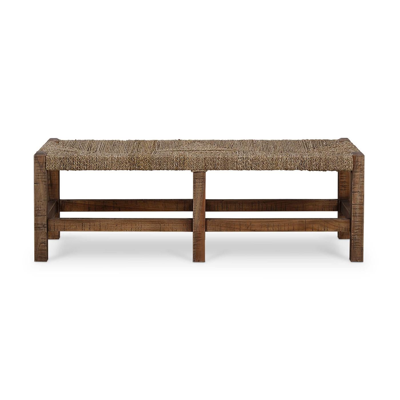 Featuring a seat woven from sea grass. The sturdy teak frame, finished in a warm Tuscan Brown, exudes timeless elegance and complements any decor. The sea grass seat adds texture and charm, providing both comfort and durability.

Perfect for your