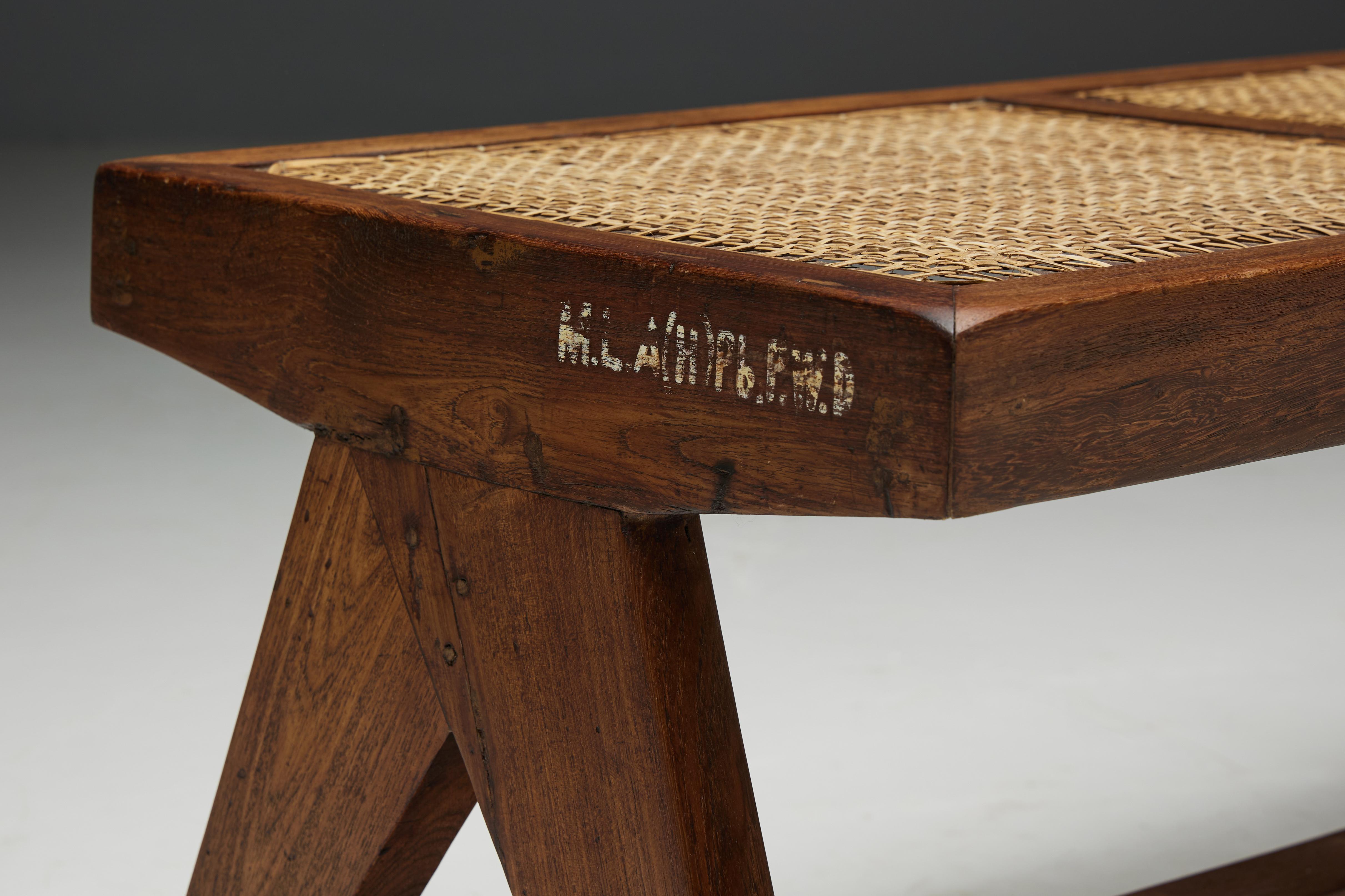 Teak Bench PJ-SI-33B by Pierre Jeanneret, India, 1950s For Sale 4